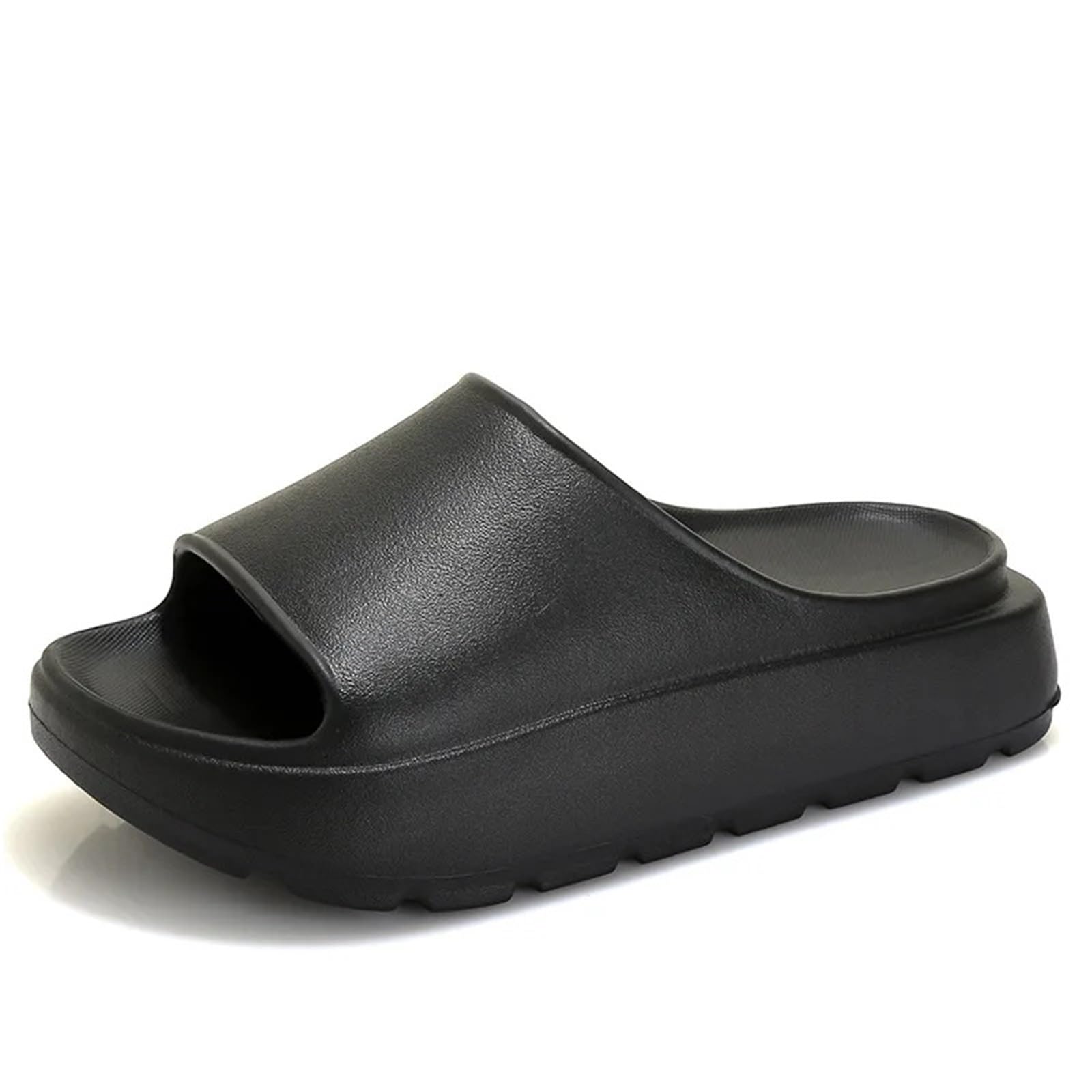 ERHTGUO Summer Women Slippers Female Platform Flat Heel Slides Soft EVA Thick Sole Sandals Casual Beach Shoes(Black,38-39)