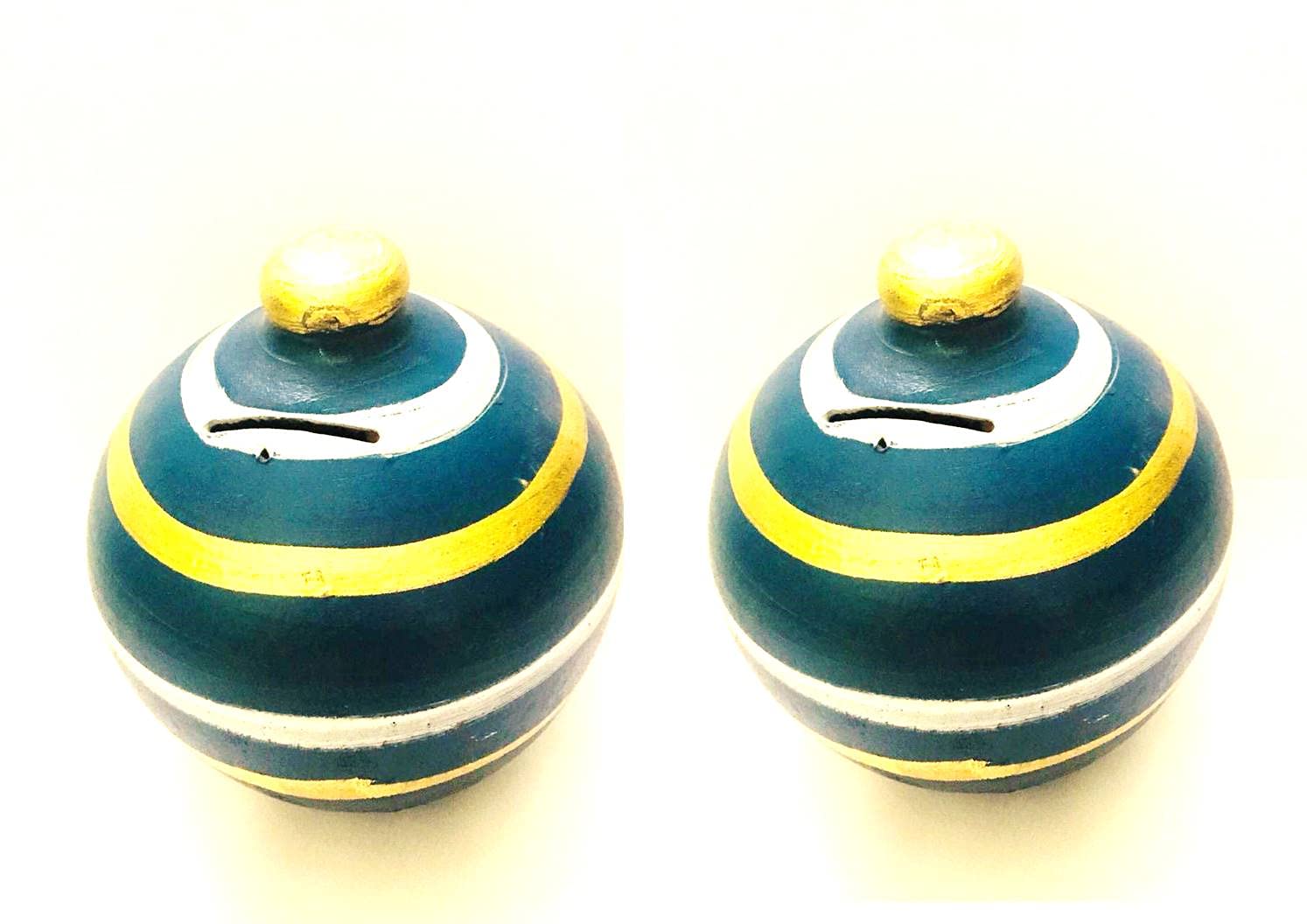 SHRIYAM CRAFT Mitti Cool Color gullak Pack of 2 (Color Blue)-image-11