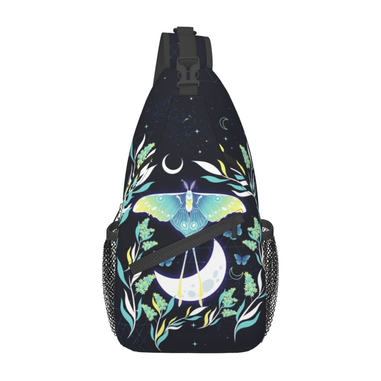 BCQJNB Witchy Moon Goth Mushroom Sling Backpack Crossbody Shoulder Bag Travel Hiking Daypack Gifts