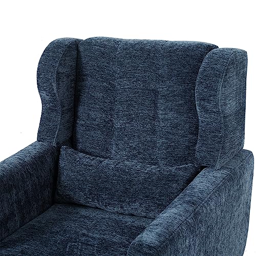 Sillón moderno chenille plegable azul oscuro miniatura 7