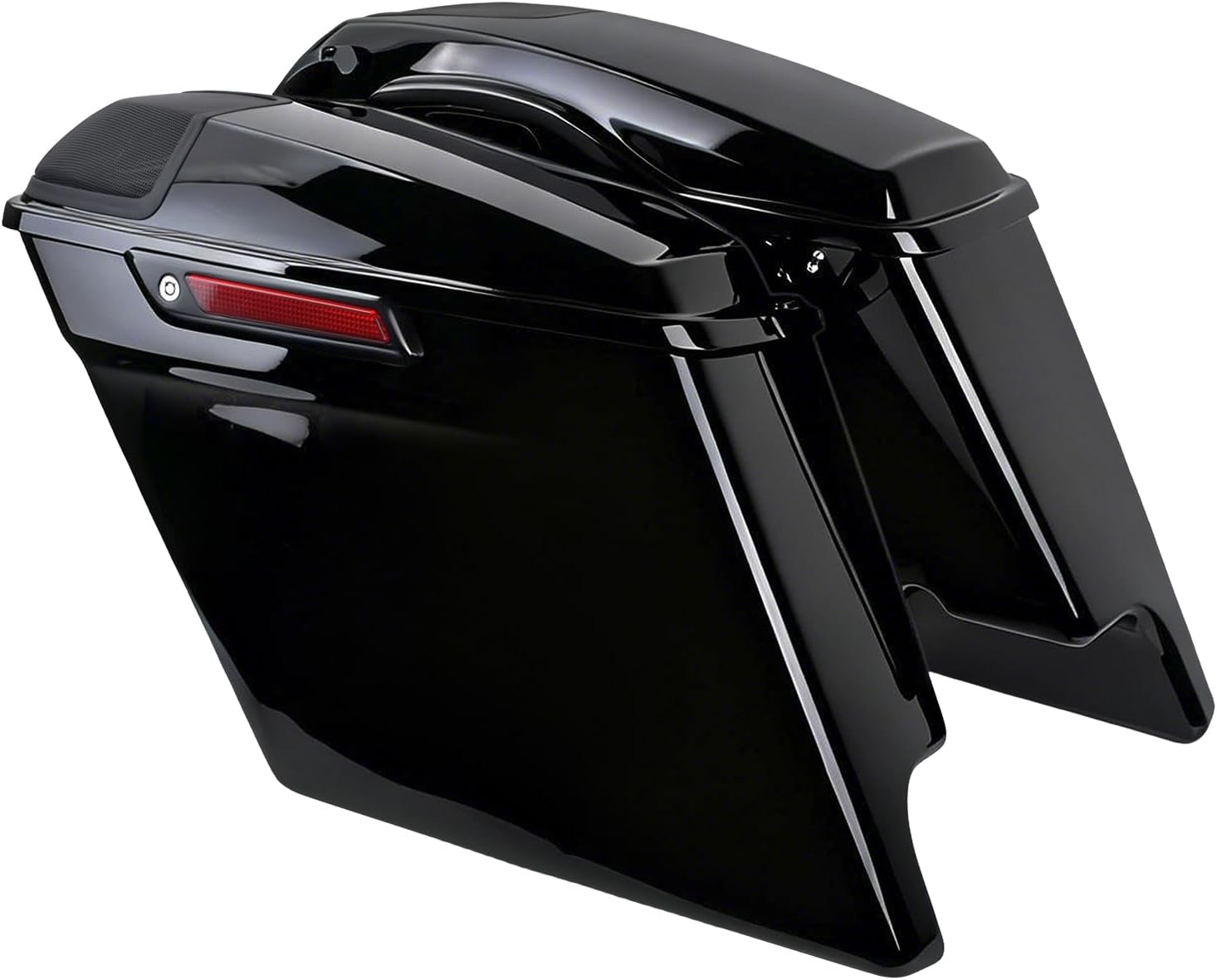 5" Stretched Saddlebags Extended Hard Saddle Bags with 5x7 Speaker Lids Fit For Harley Touring Street Glide FLHX Road Glide FLRTX Electra Glide FLH 2014-2024, Black Latches