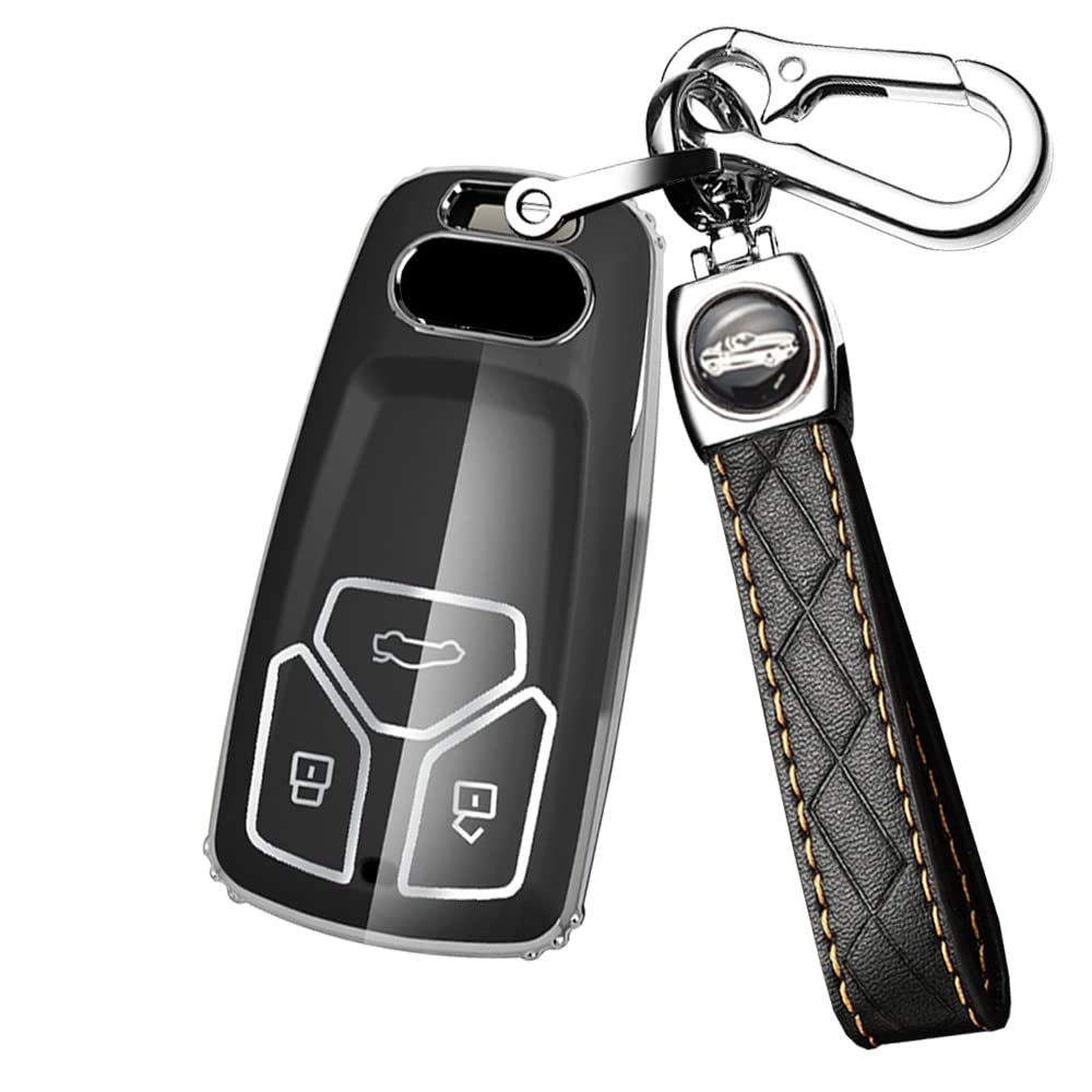 KUNIO Car Key Fob Cover fit for Audi A4 B9 S4 RS4 A3 A5 F5 S5 RS5 A6 A7 C8 A8 S8 2017-2022 Key Cover TPU Key Case Key Cover Key Case A Black - Image 3