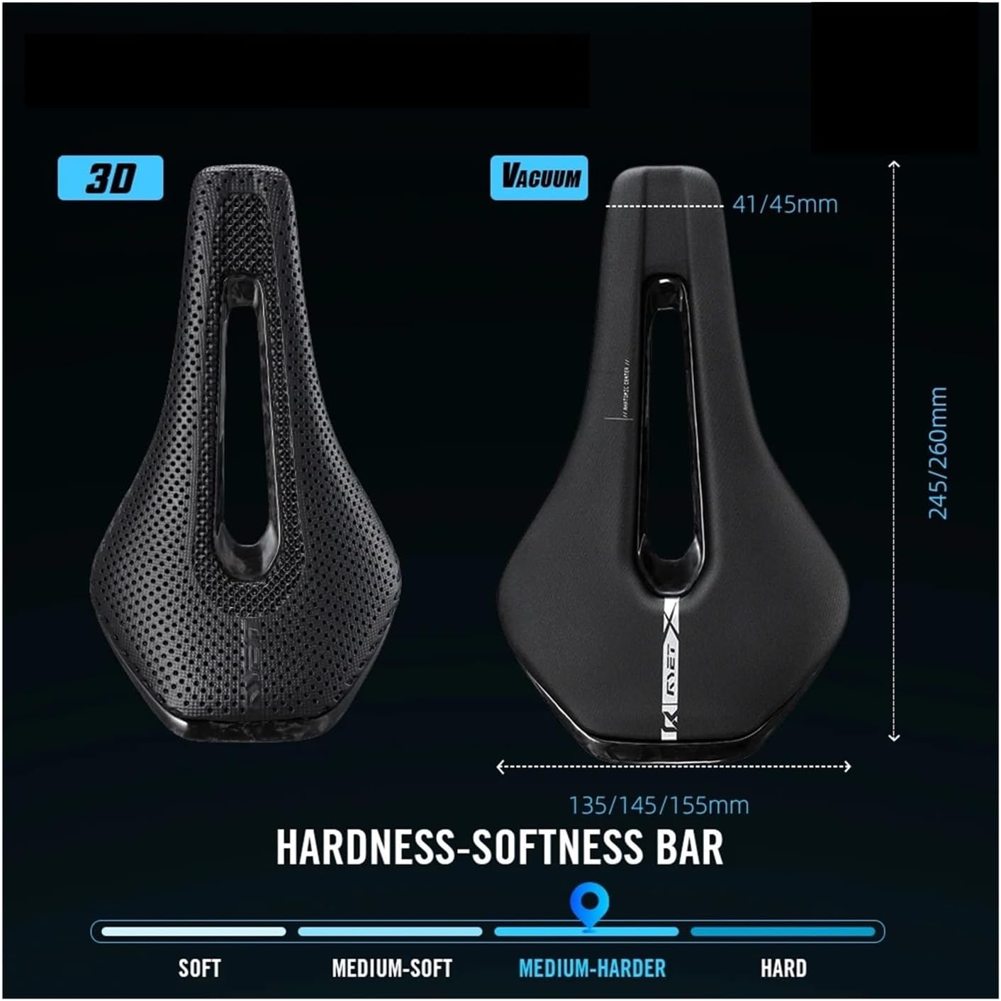 1PCS 3D Printed Bike Saddle 245x135/145mm for MTB Gravel Road Ergonomic Racing Hollow Tech Cycling Seat