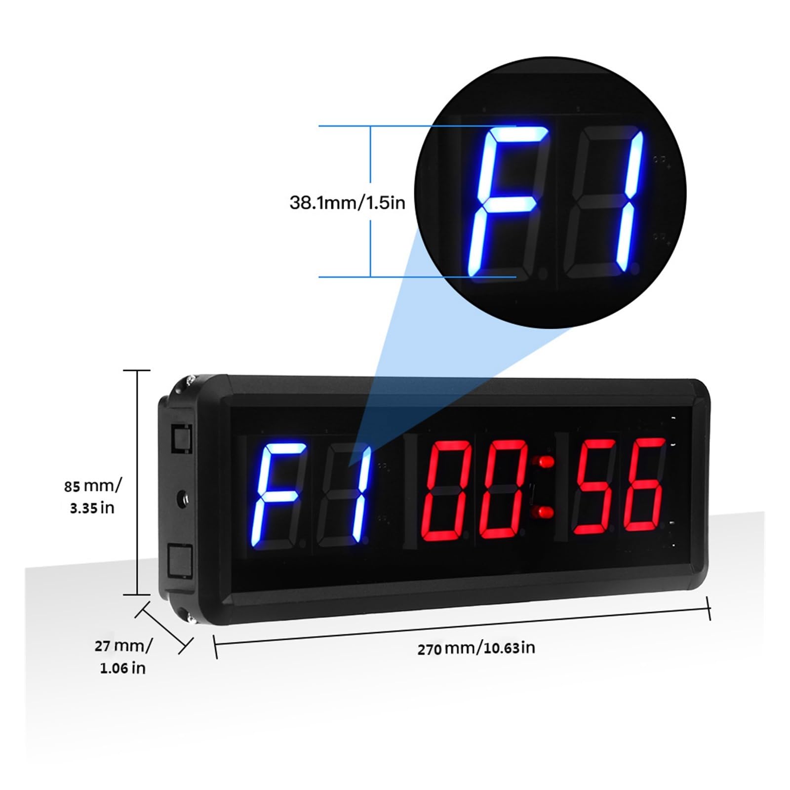 Reloj Digital Temporizador LED de 1,5 Pulgadas y 6 dígitos for Boxeo, Gym, EMOM, intervalo programable, Cuenta atrás/Arriba, Reloj en Tiempo Real Stopwath Sensación Visual cómoda en Cualquier Momento