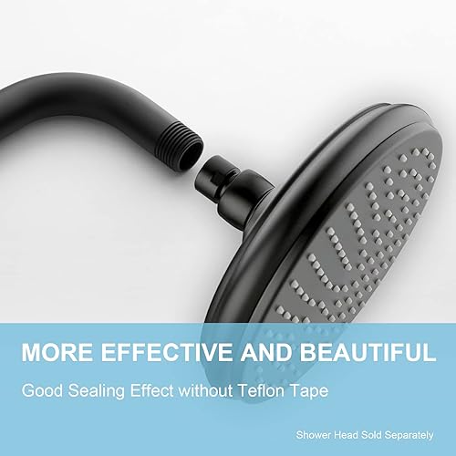 Miniatura 77 de OFFO Brazo de ducha con brida, 6 pulgadas de níquel cepillado para montaje en pared, ángulo de repuesto para cabezal de ducha fijo y cabezal