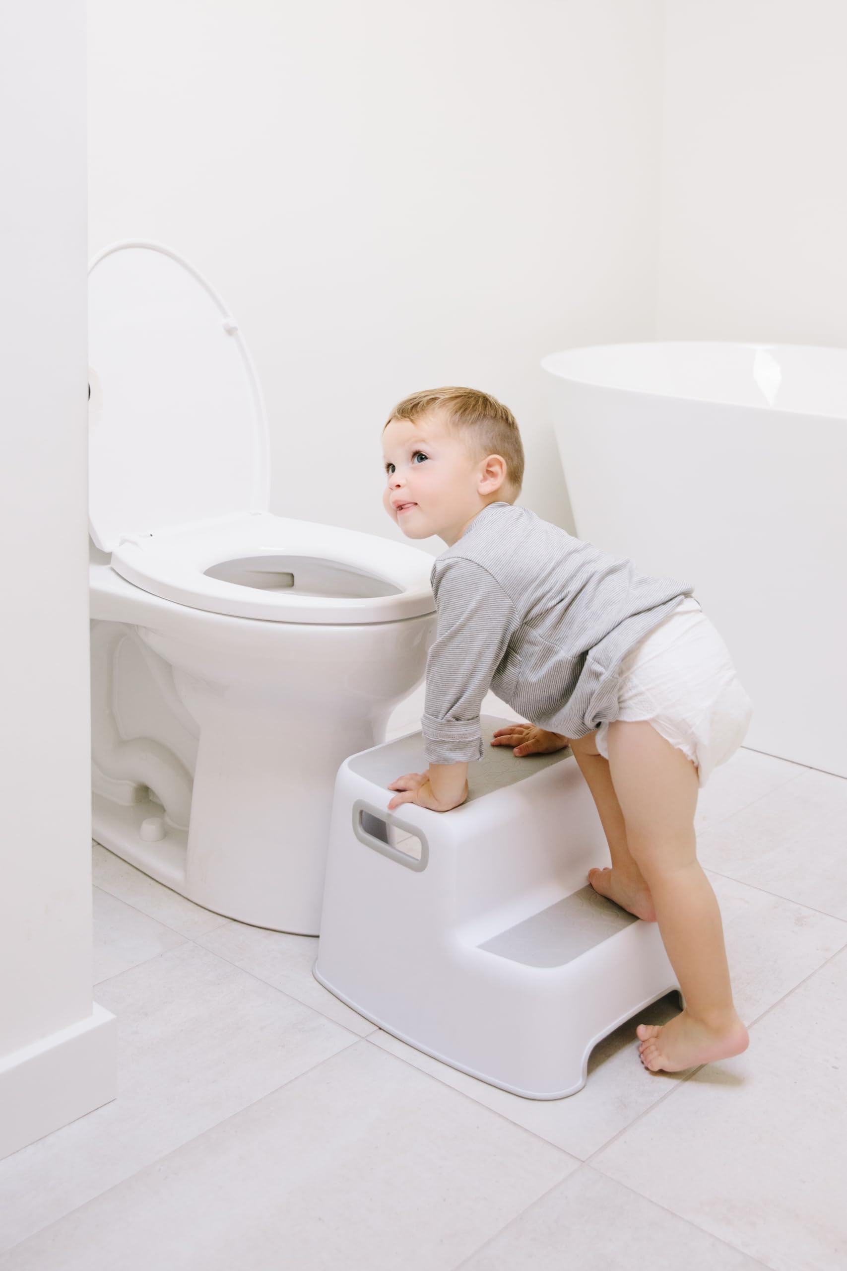 Ubbi Wide 2 Step Stool for Kids, Toddler Stool for Toilet Potty Training, Slip Resistant Soft Grip for Safety
