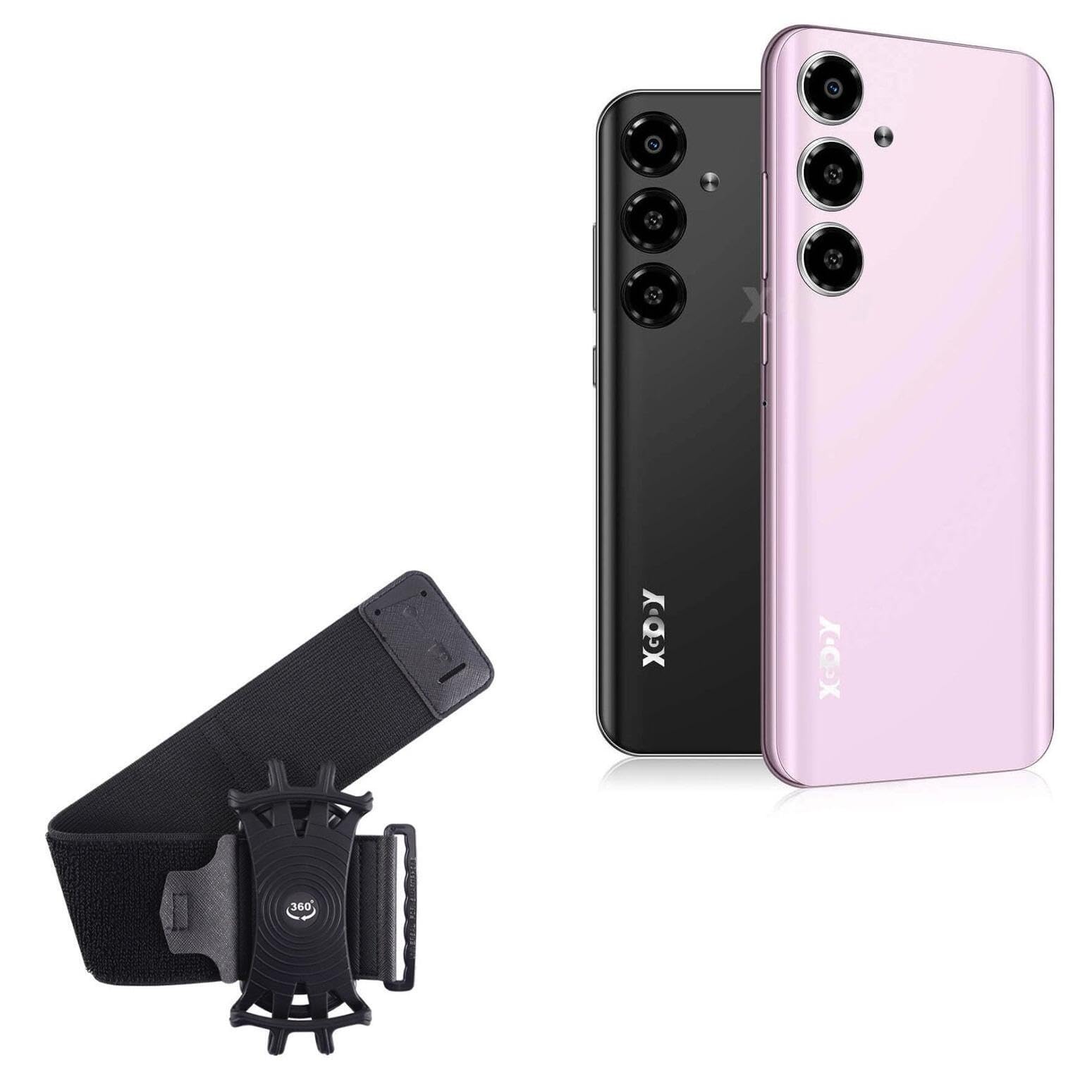 BoxWave Holster Compatible with Xgody V50 - ActiveStretch Sport Armband, Adjustable Armband for Workout and Running - Jet Black