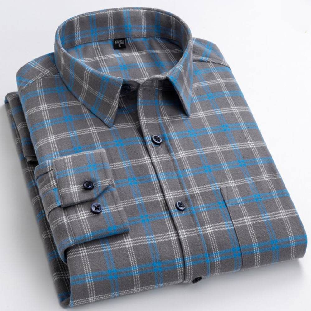 Camicia in Cotone A Maniche Lunghe da Uomo,Camicia Casual da Uomo A Maniche Lunghe, Camicia Scozzese da Uomo A Maniche Lunghe con Taschino sul Petto Camicia Calda in Cotone Camicia Regular Fit in Co