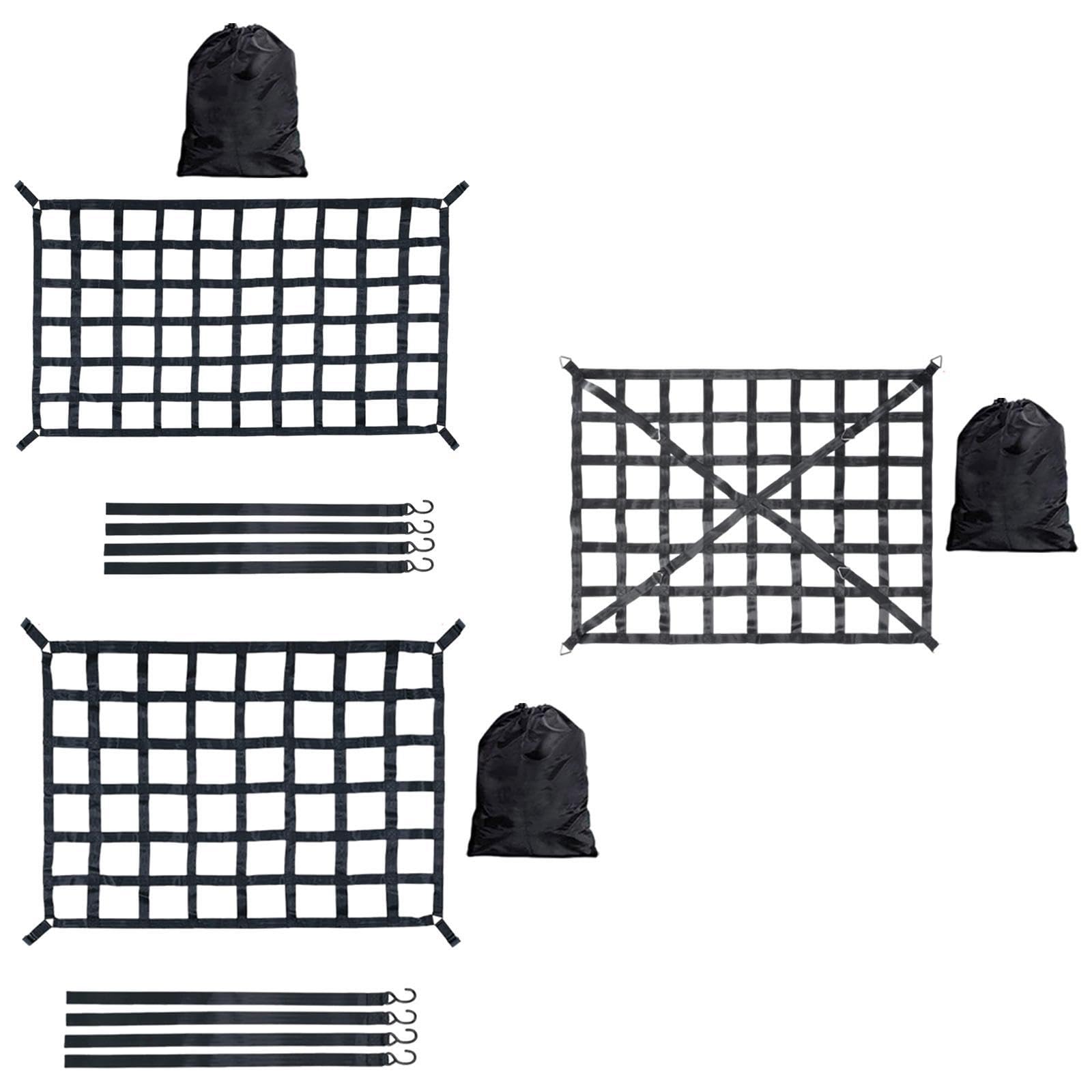 Filet de Chargement Robuste pour Porte-Bagages de camionnette, Organisateur en pour Maille avec Boucles et Cordes élastiques pour Une stabilité optimale.