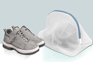 Stylista Shoe Wash Bag For Washing Machine – Large Mesh Laundry Bag For Sneakers, Trainers, Sports Shoes – Zippered Protective Shoe Washing Pouch White In Grey Zip, Set of 1
