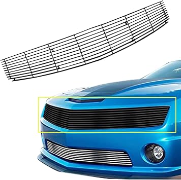 For 2010-2013 Chevy Camaro LT/LS V6 Phantom Billet Grille Inserts Upper Black Front Grill Insert Cover Replament Aluminum 2011 2012