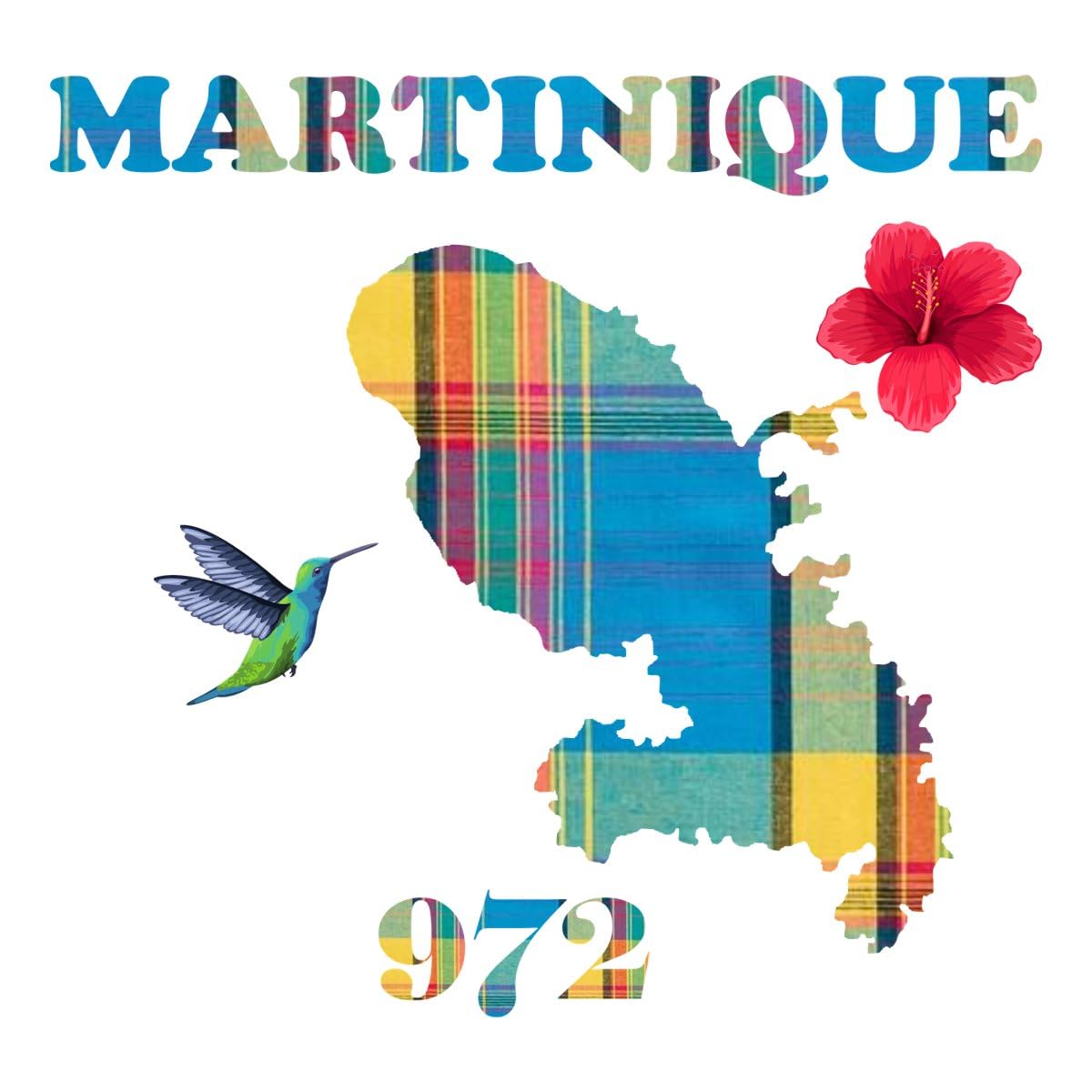 Spreadshirt Madinina 972 Carte Décor Madras Autocollant Sticker, 10 X 10 Cm, Blanc Brillant