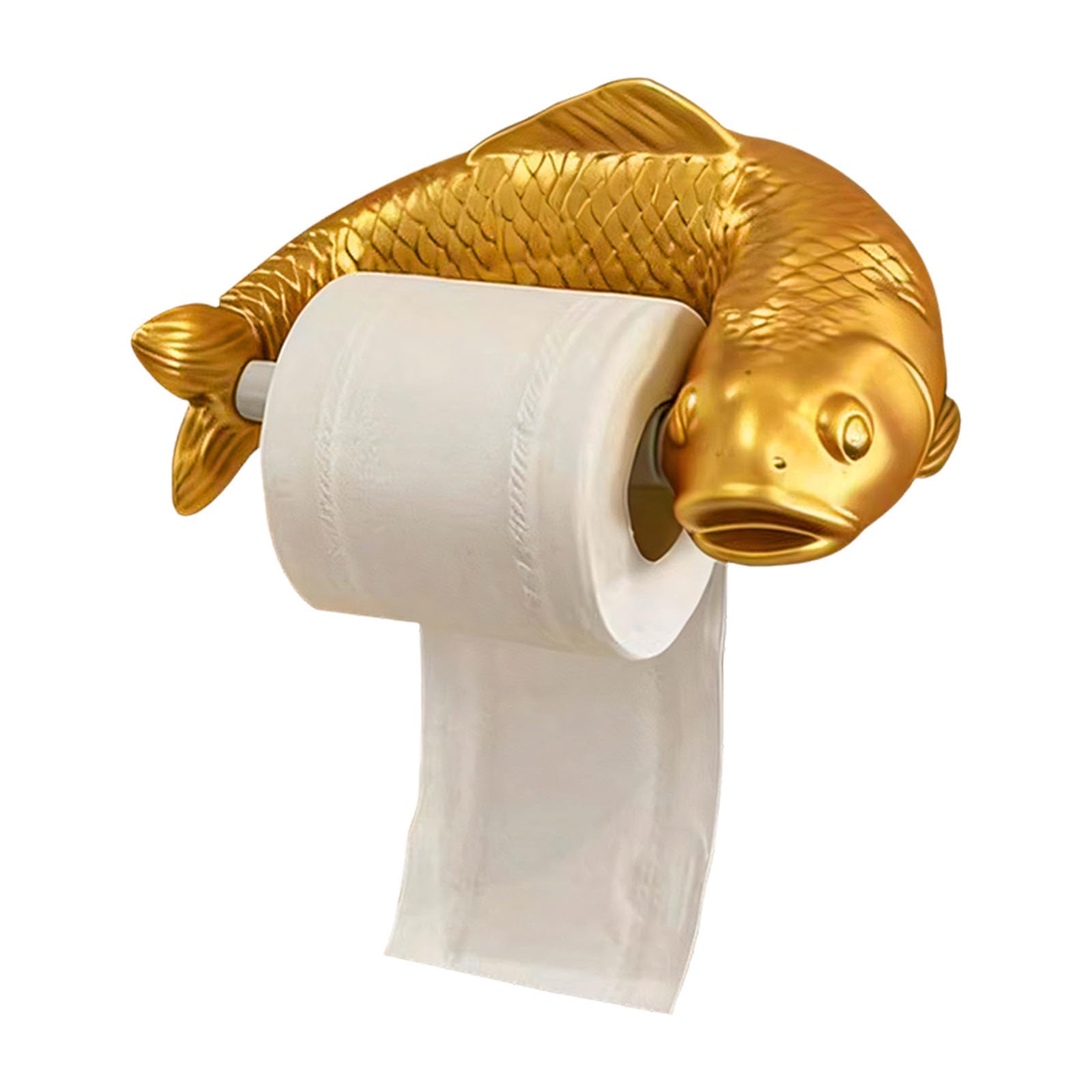 Innovative Carp Design Paper Towel Holder Space Saving Modern Decor Golden Carp Toilet Tissue Holder