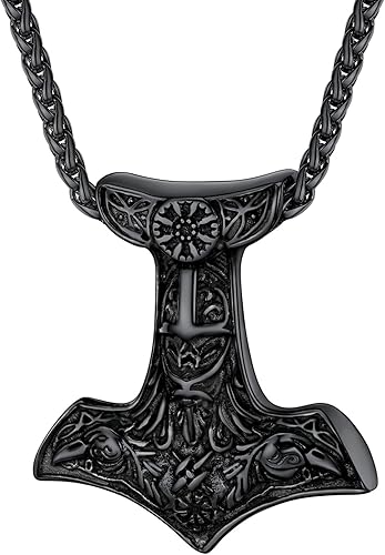 U7 Collares de nudo celta, joyería vikinga nórdica de acero inoxidable, martillo de Thor, runas, triqueta mágica, nudo trinitario, colgante de cruz