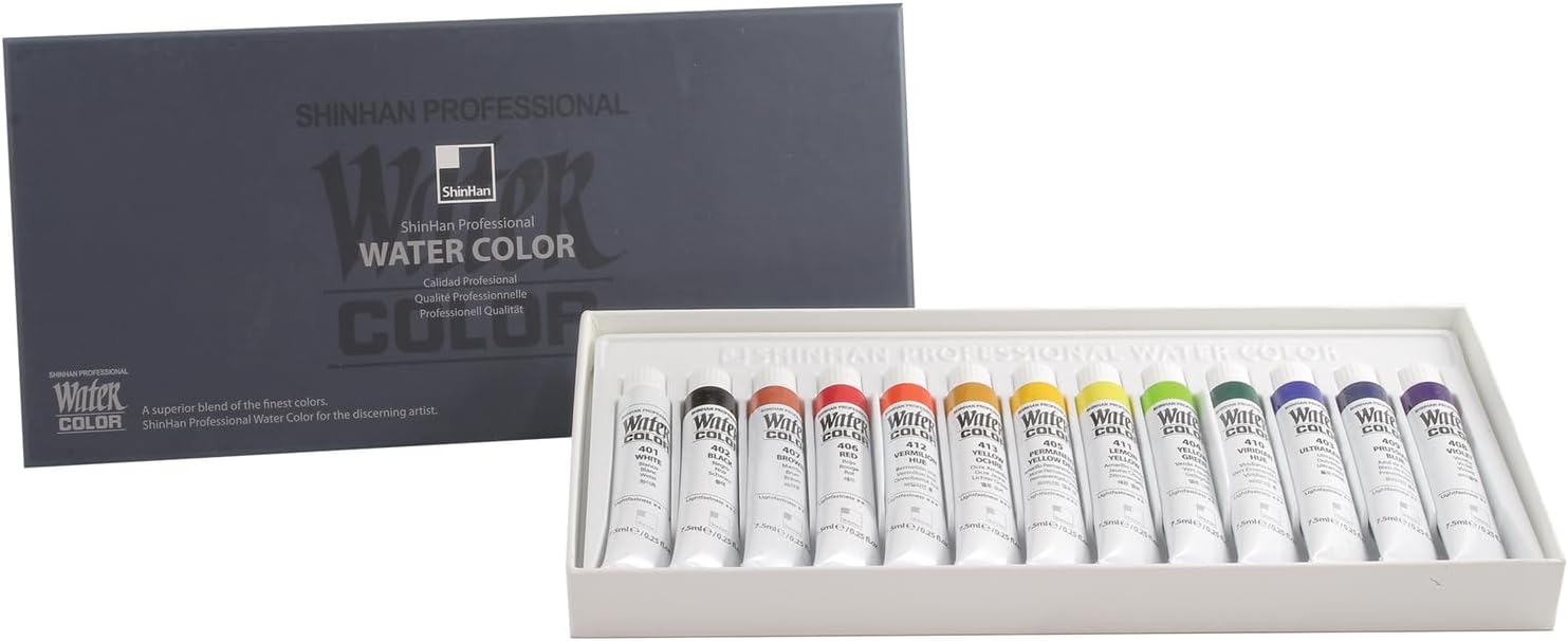 Shinhan Professional Watercolor Paint Set 13 Colors 7.5ml Tube Artist Drawing