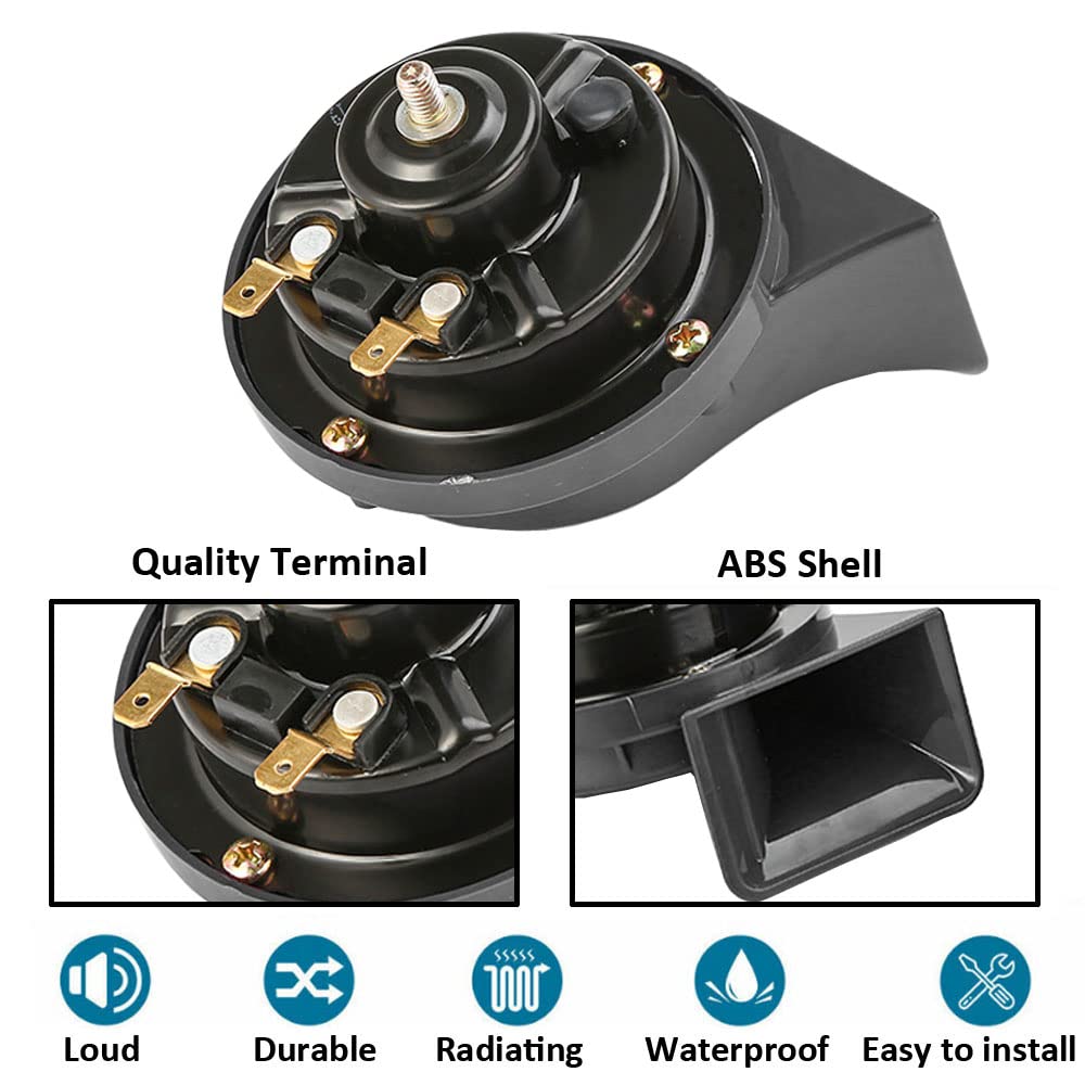 2Pcs 12V Trombe Auto 120db Super Forte Tromba per Camion Aria Elettrica Clacson Camion Impermeabile Corno di lumaca Horn Doppio Tono Veicolo Motociclo