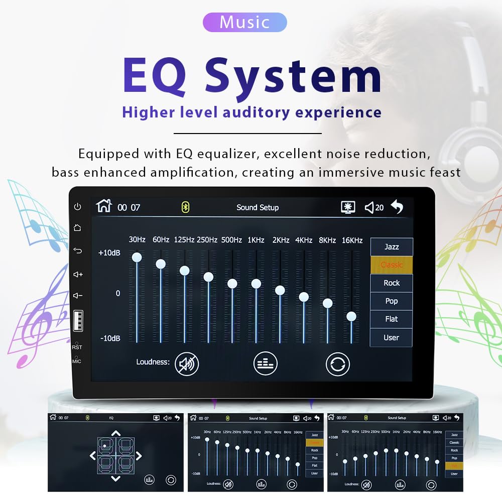 9 Pulgadas Autoradio 1 DIN con Carplay Android Auto Mirror Link, Pantalla Táctil Bluetooth Radio Coche Soporta FM Am SWC Cámara de Seguridad Mic USB TF/USB/AUX Input