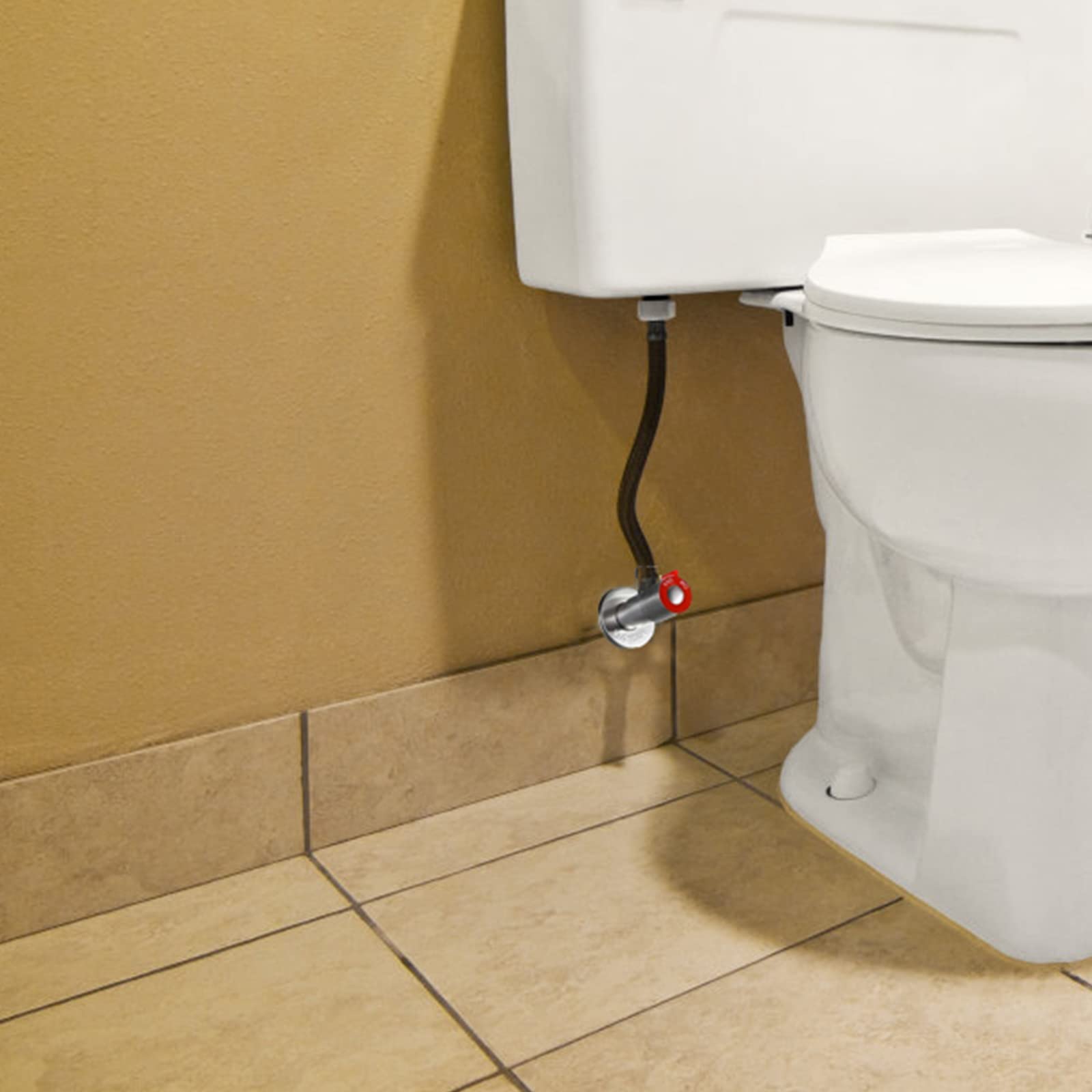 Valvole Angolari Acciaio Inox Per Rubinetto - Set 2 Pezzi Per Bagno E Cucina | Rosso E Blu - Foto 10