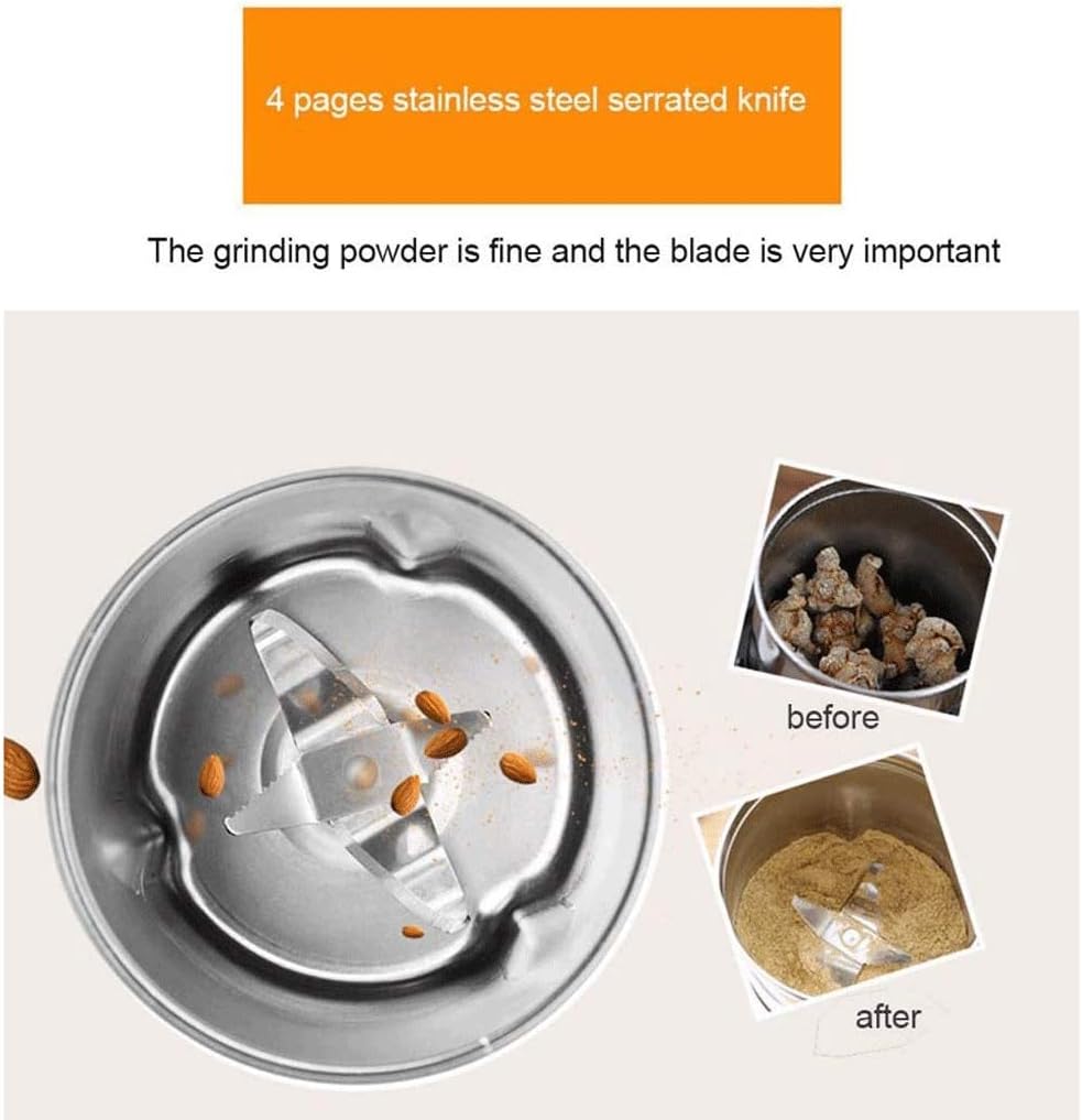 Coffee Grinder, Electric Bean Mill with Noiseless Design Home and Office Portable Use, Also for Spices, Pepper, Herbs, Nuts