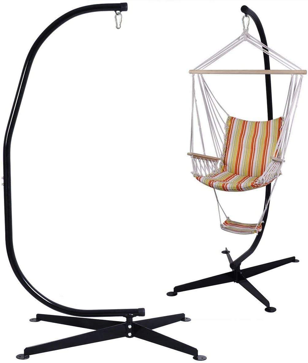 RELAX4LIFE Sostegno per Sedia Sospesa Regolabile, Struttura in Metallo, Carico Massimo 150 kg, Telaio Supporto per Interni, Patio, Giardino (Modello 3)