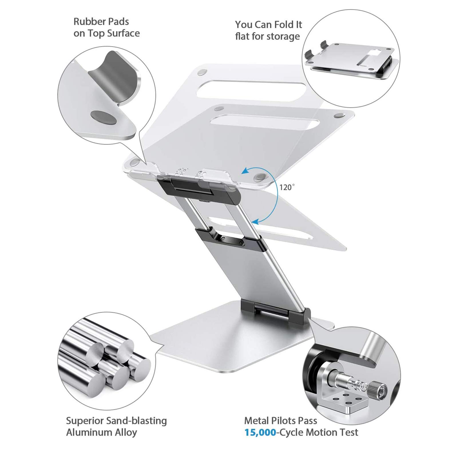 Soporte para portátil Altura Ajustable Soporte para portátil Soporte de Aluminio Estirable Diseño Elevado Soporte de pie para portátil para MacBook Air Pro 11-17 Pulgadas