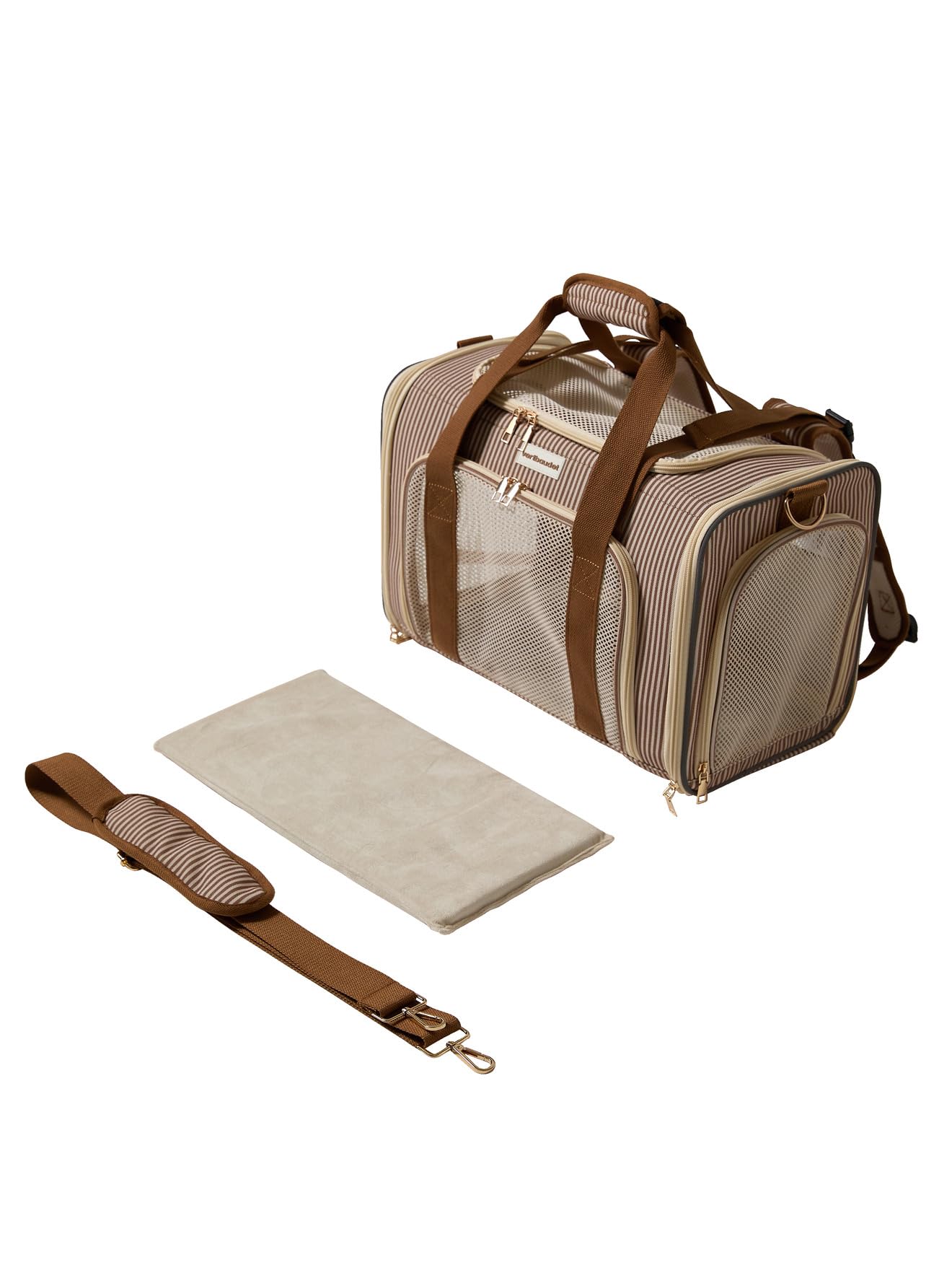 VERTBAUDET Sac à Dos Transport Animal rayé Beige TU