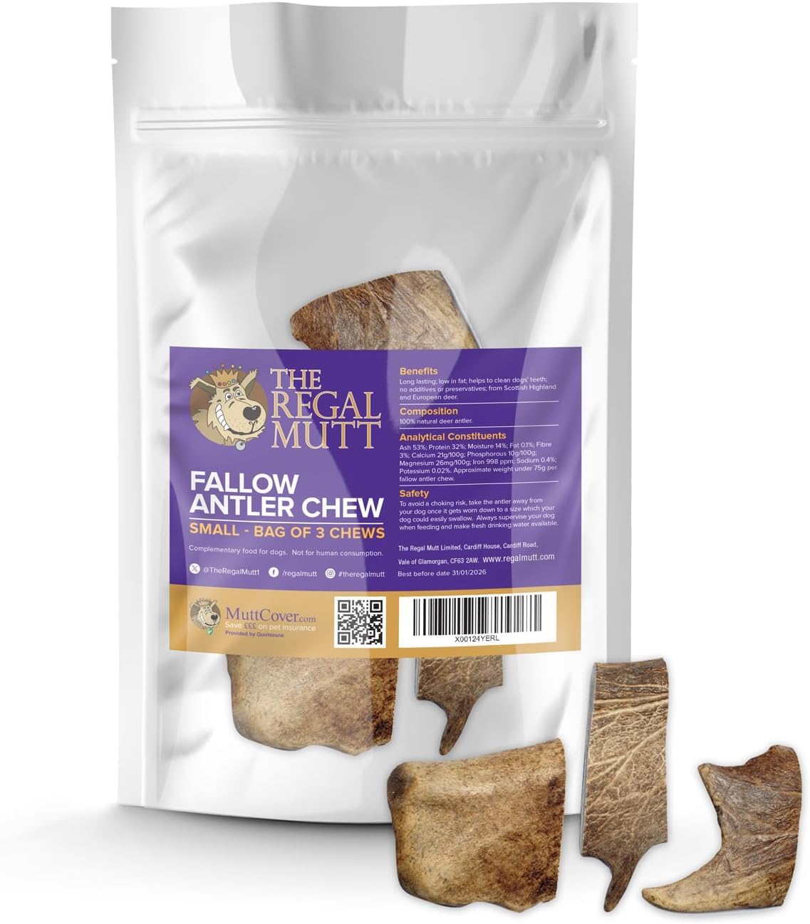 The Regal Mutt - Fallow Antler - Small - Bag of 3