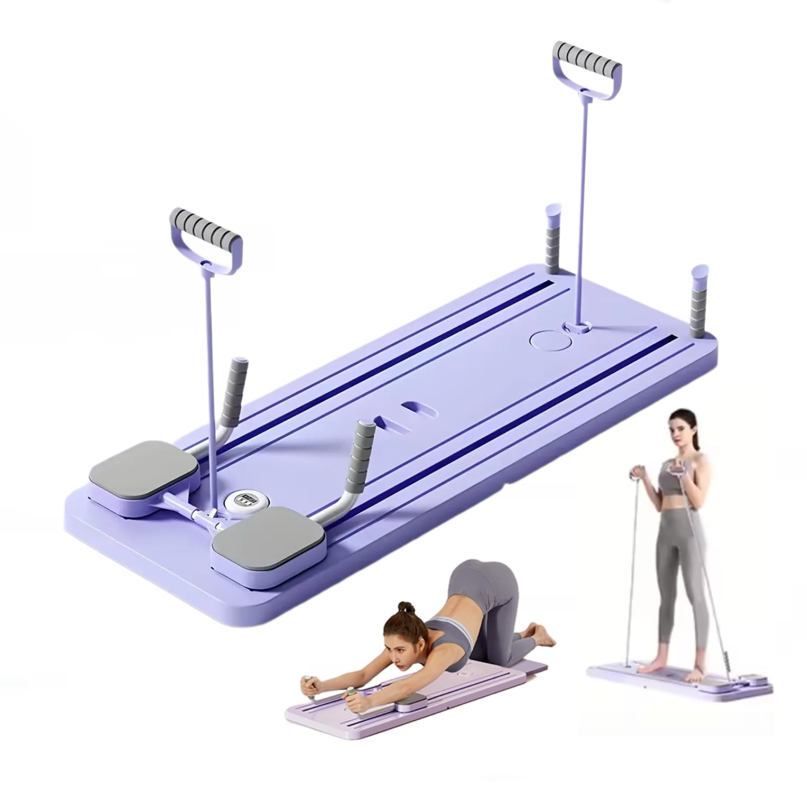 Tavola riformatrice per pilates 4 in 1 con rimbalzo automatico e timer, capacità 136 kg, pieghevole, per palestra domestica, attrezzatura antiscivolo per fitness per donne e uomini