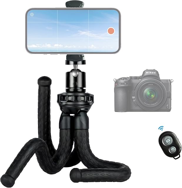 Fotopro Flexible Tripod Camera Stand with Remote 360 Ball Head Travel Mini Tripod for iphone Smartphones Cameras DSLR Aaction Camera