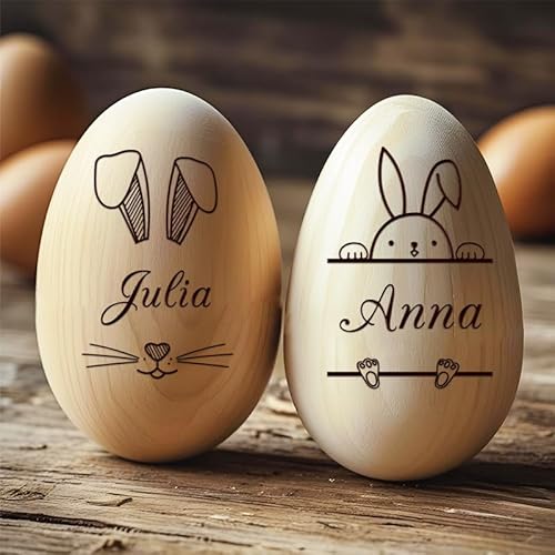 Mocessory Œuf de Pâques Musical personnalisé, œufs de Pâques en Bois gravés sur Mesure, Cadeau d'anniversaire pour garçon/Fille