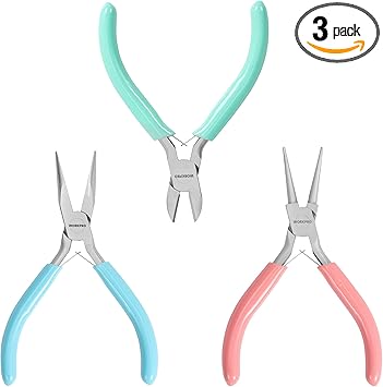 WORKPRO Jewelry Pliers Set, 3 Pack Jewelry Making Tool Kit Includes Mini Needle Nose Plier/Chain Nose Plier, Round Nose Plier and Wire Cutter for Jewelry Repair, DIY Crafts, Jewelry Making Supplies