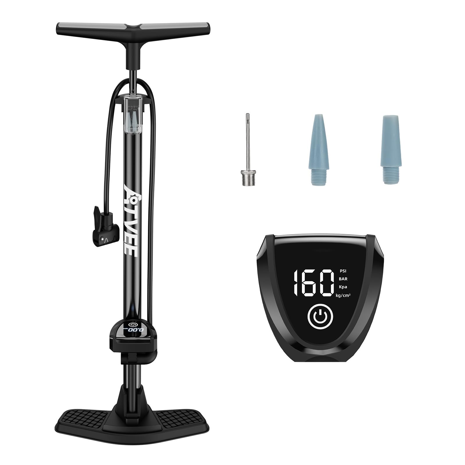 bike pump, 25” height full size bicycle pump with 160 psi high pressure, bike tire pump with presta and schrader valve, bike air pump for bike tires, balls and swimming ring,bike pumps with psi gauge…