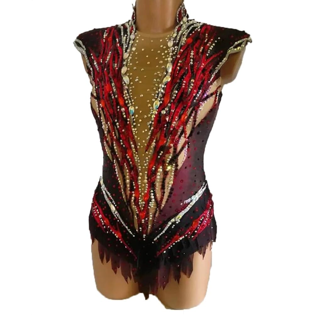 Maillot De Gimnasia Profesional para Niñas Vestidos De Competición para Patinaje Artístico sobre Hielo para Mujer Ropa De Gimnasia Rítmica Hecha A Mano Alta Elasticidad