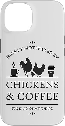 iPhone 14 altamente motivado por pollos y estuche de café