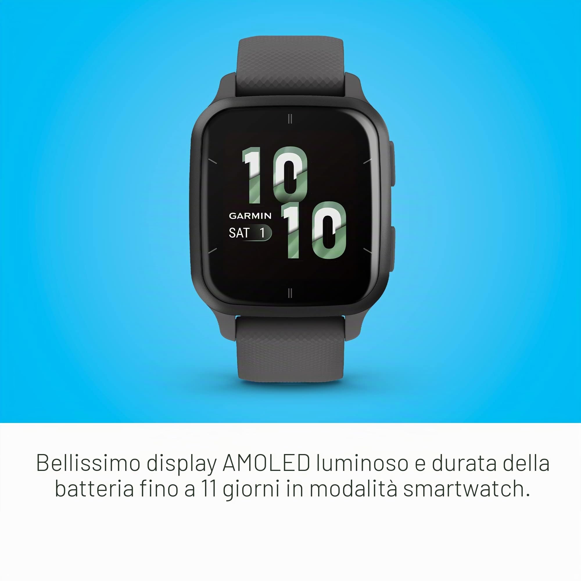 Garmin Venu Sq 2, Smartwatch, Display 1,4" AMOLED, GPS, Cardio, SpO2, 25+ App Sport & Fitness, Workout, Garmin Coach, Garmin Pay, Autonomia fino a 11 giorni (Slate & Shadow Gray)