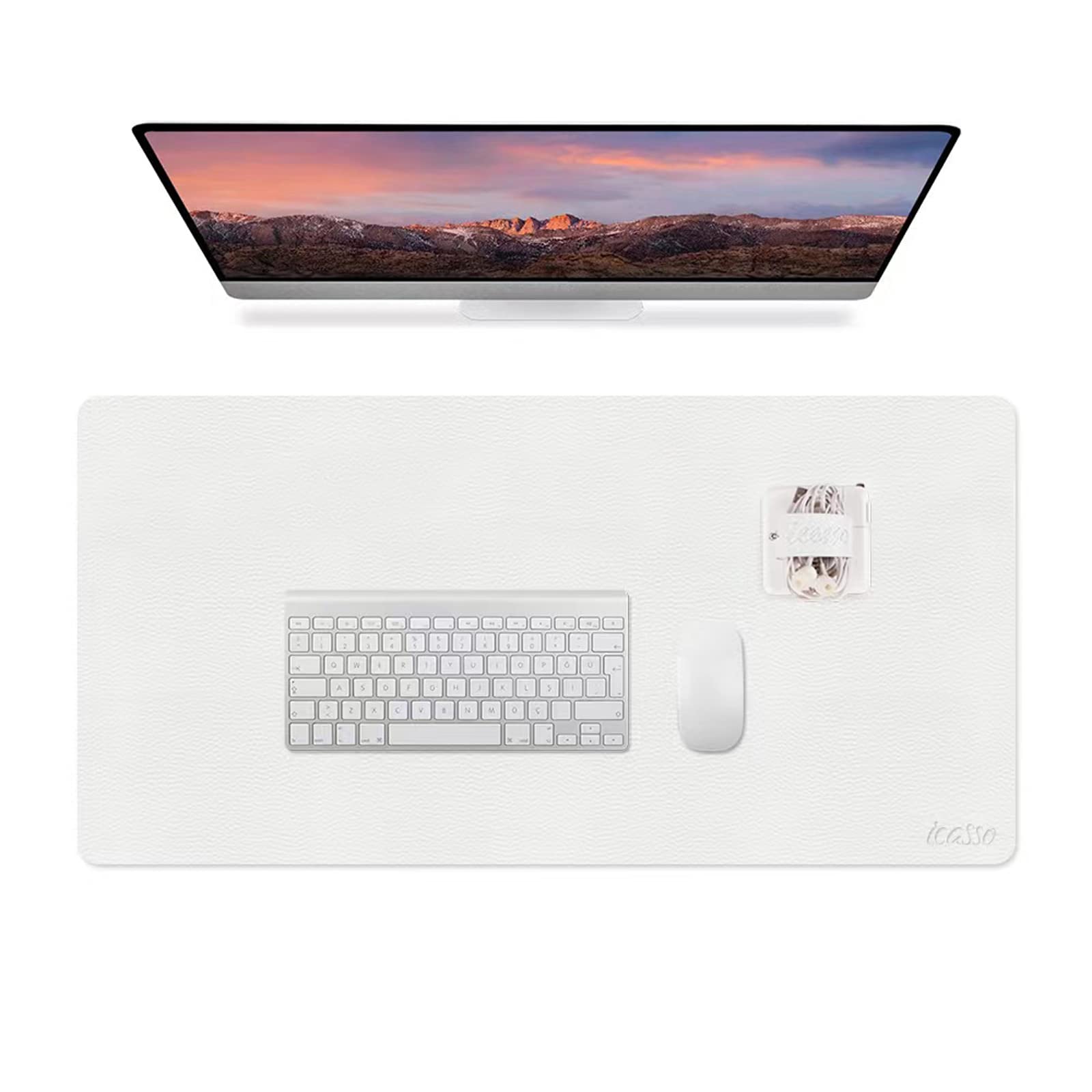 Amazon | iCasso マウスパッド 白 デスクマット大型 マウスパッド 防水