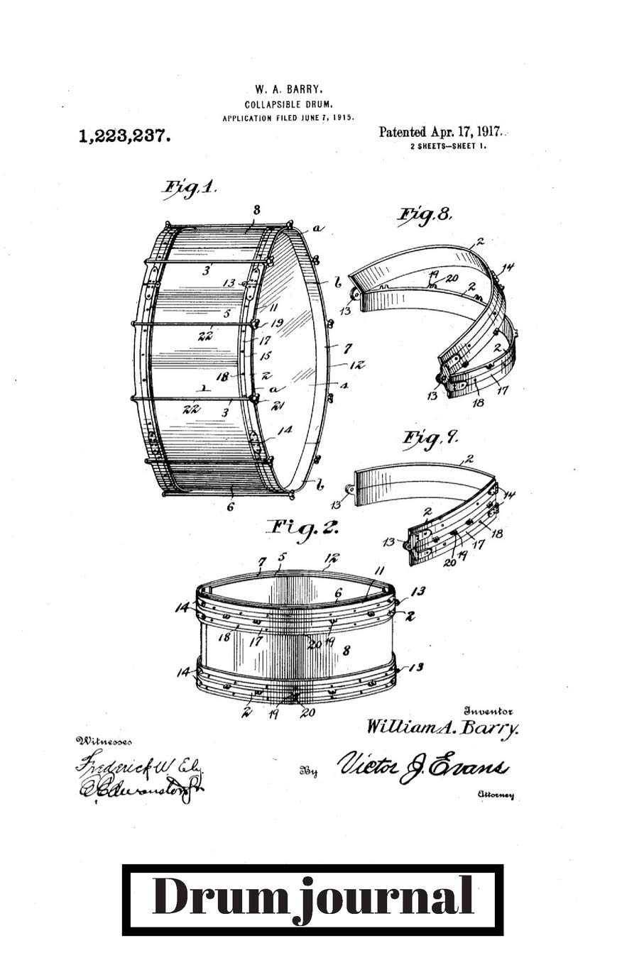 Drum journal: Gift for drummer, drum player, drum patent (6" x 9" Lined Notebook, 110 Pages)