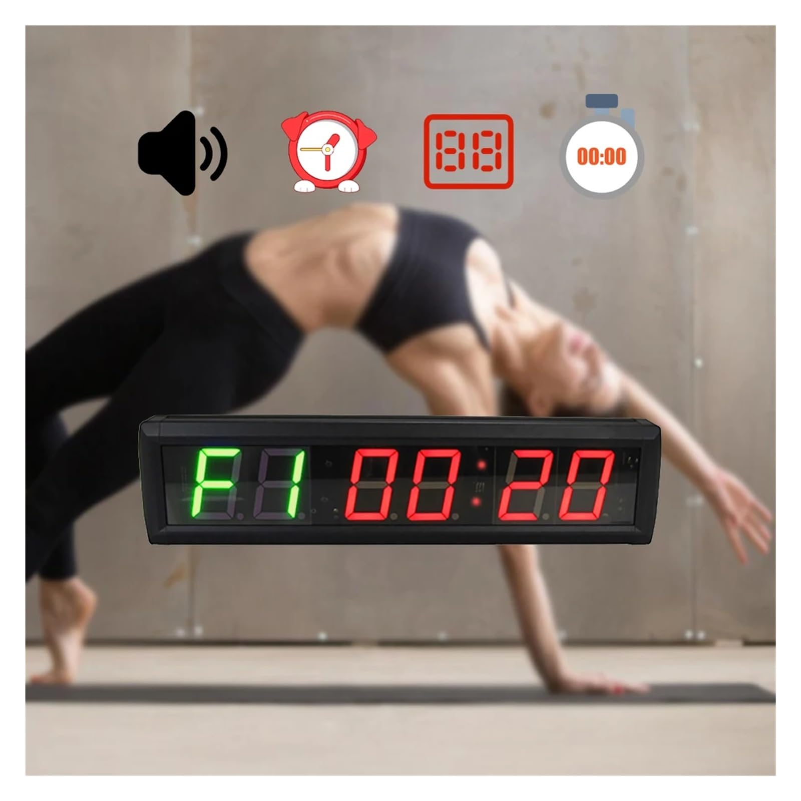 Temporizador de pared for gimnasio con intervalos control remoto for el hogar MODELO RB2B-2.3R, placa metal 1 pieza, 1-2,3 pulgadas Altamente Eficiente(RB2G-2.3R-App)