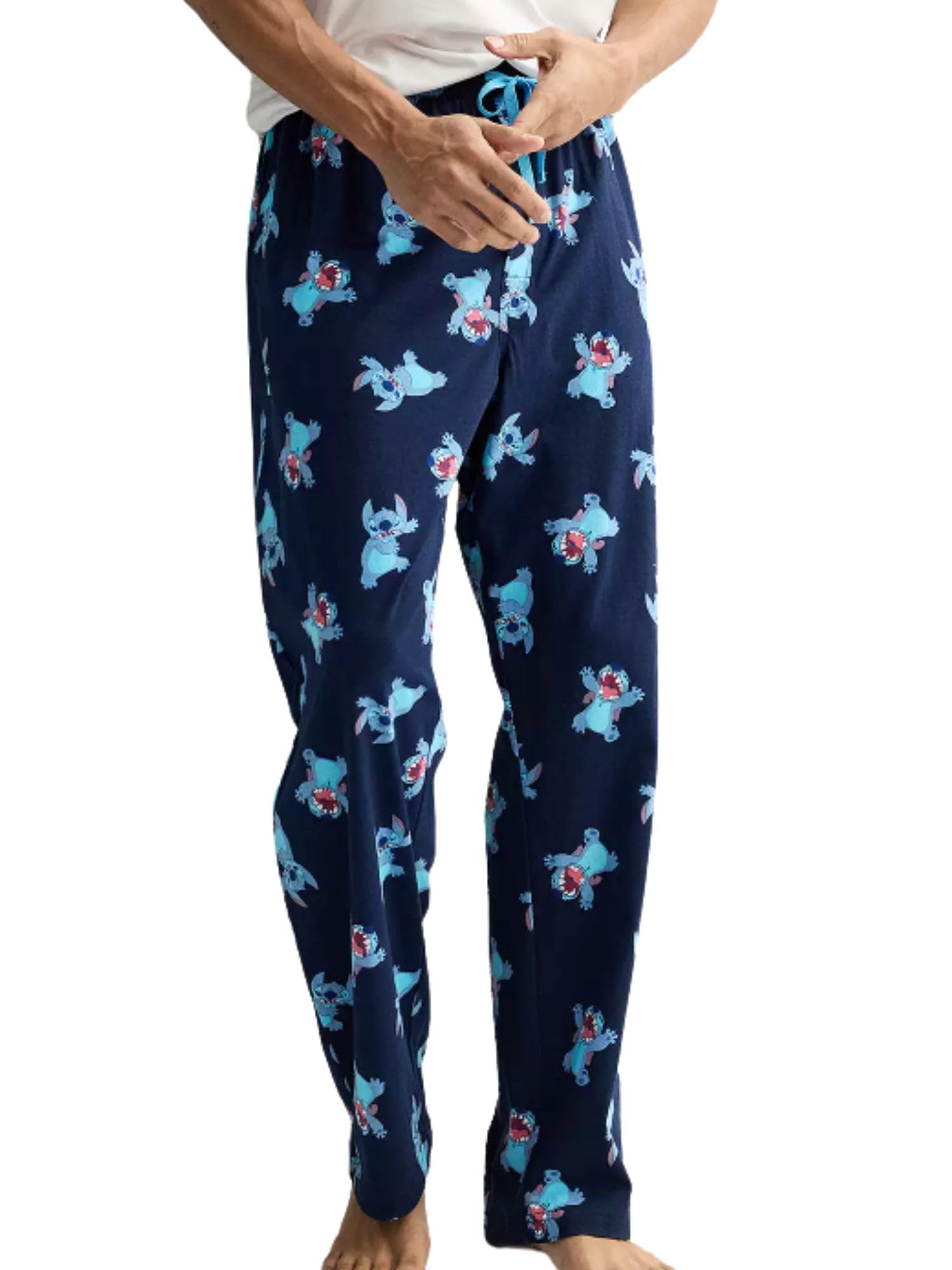 Disney Mens Lounge Pants Stitch Pajama Bottoms, Navy, XXL