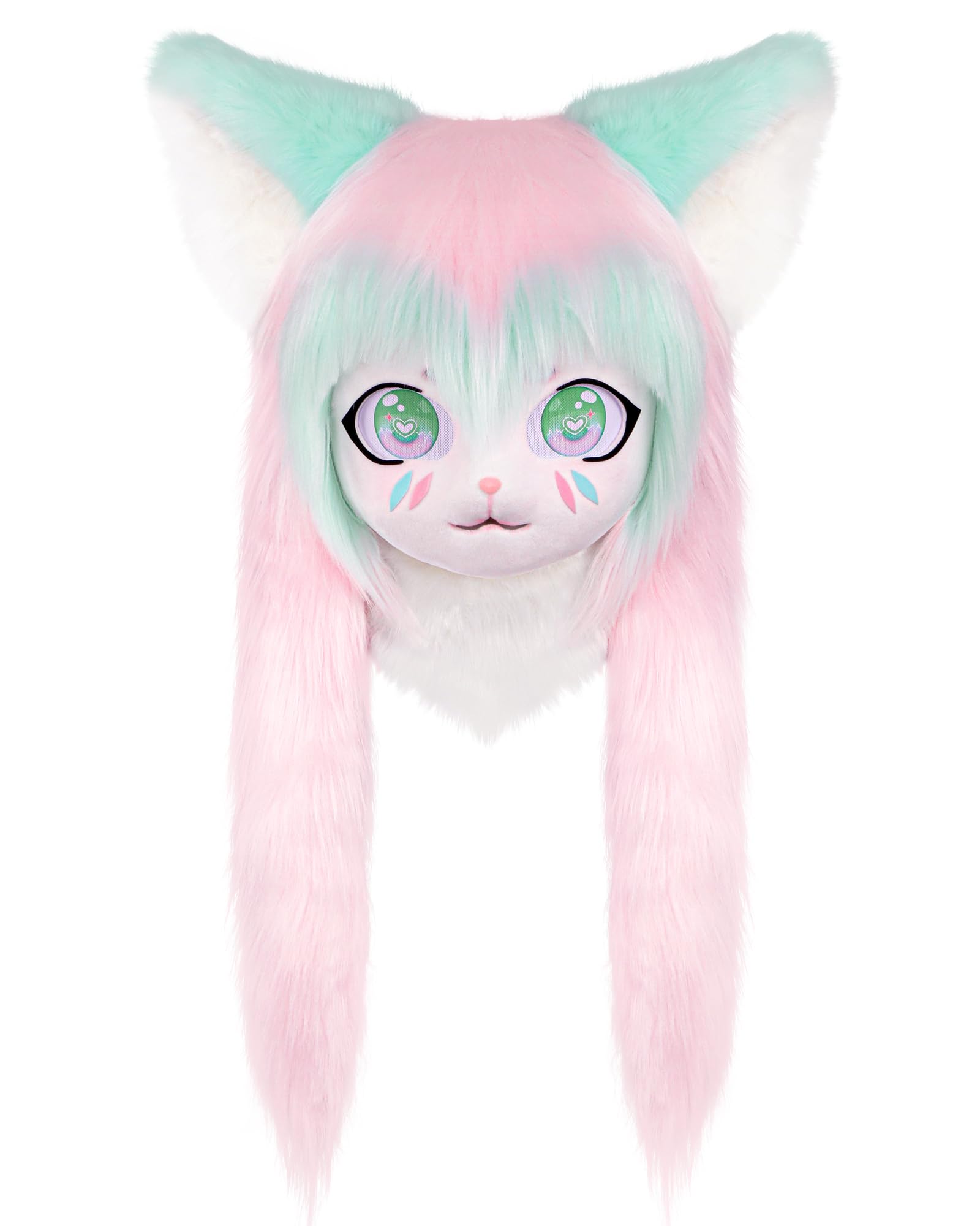 ZFKJERS Cosplay Fursuit Headgear Animal Head Cat Mask Halloween Masquerade Adults Costume Accessories Set (Pink)