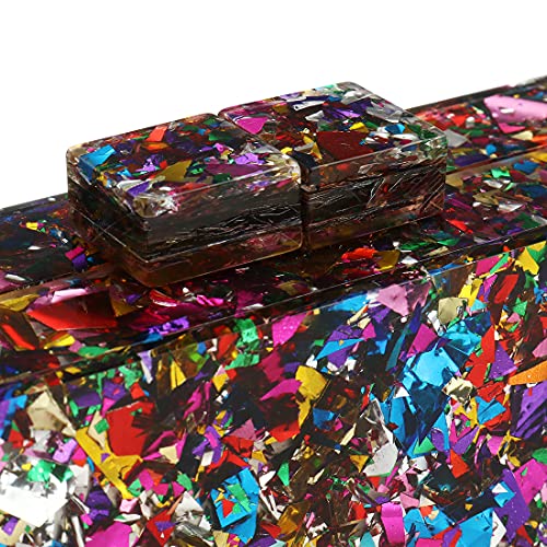 Image of EROGE Acrylic Clutch Purse Perspex Box Colorful Geometric Design Handbags for Women