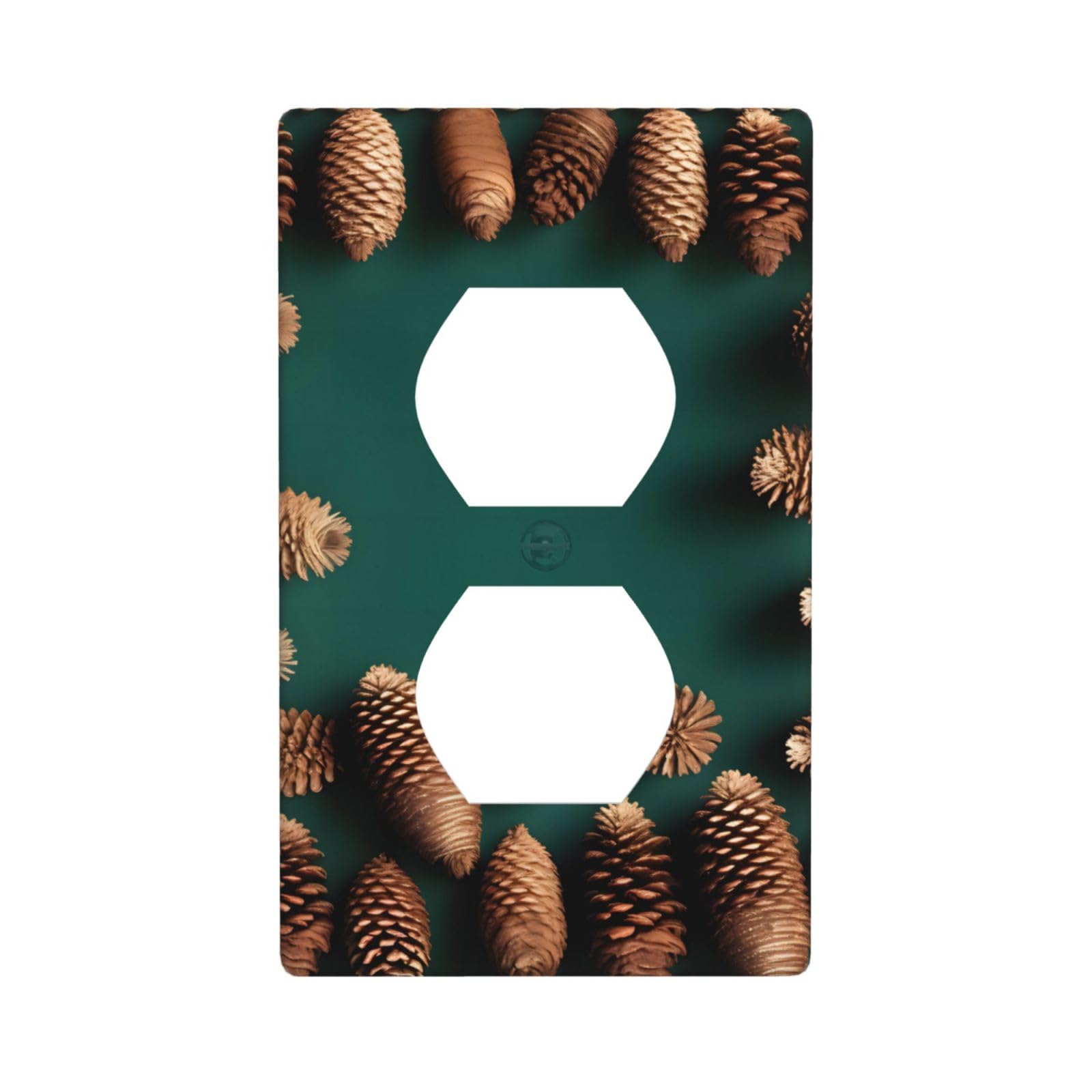 Pine Cone Border Decorative Switch Plate Cover-Unbreakable Polycarbonate Wall Plate for Home Office, 1 Gang with Screws
