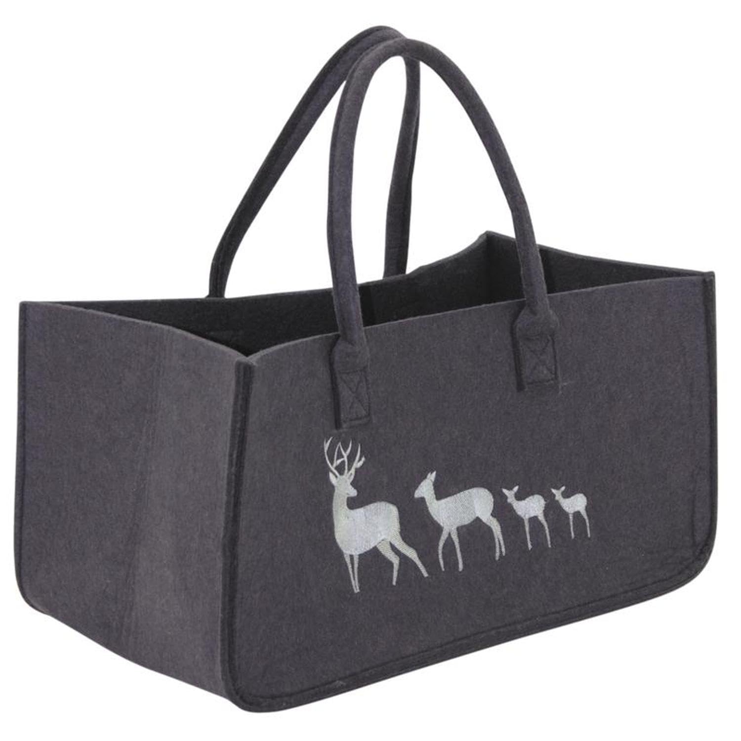 Sac à bûches feutrine gris foncé 2 anses Aubry Gaspard