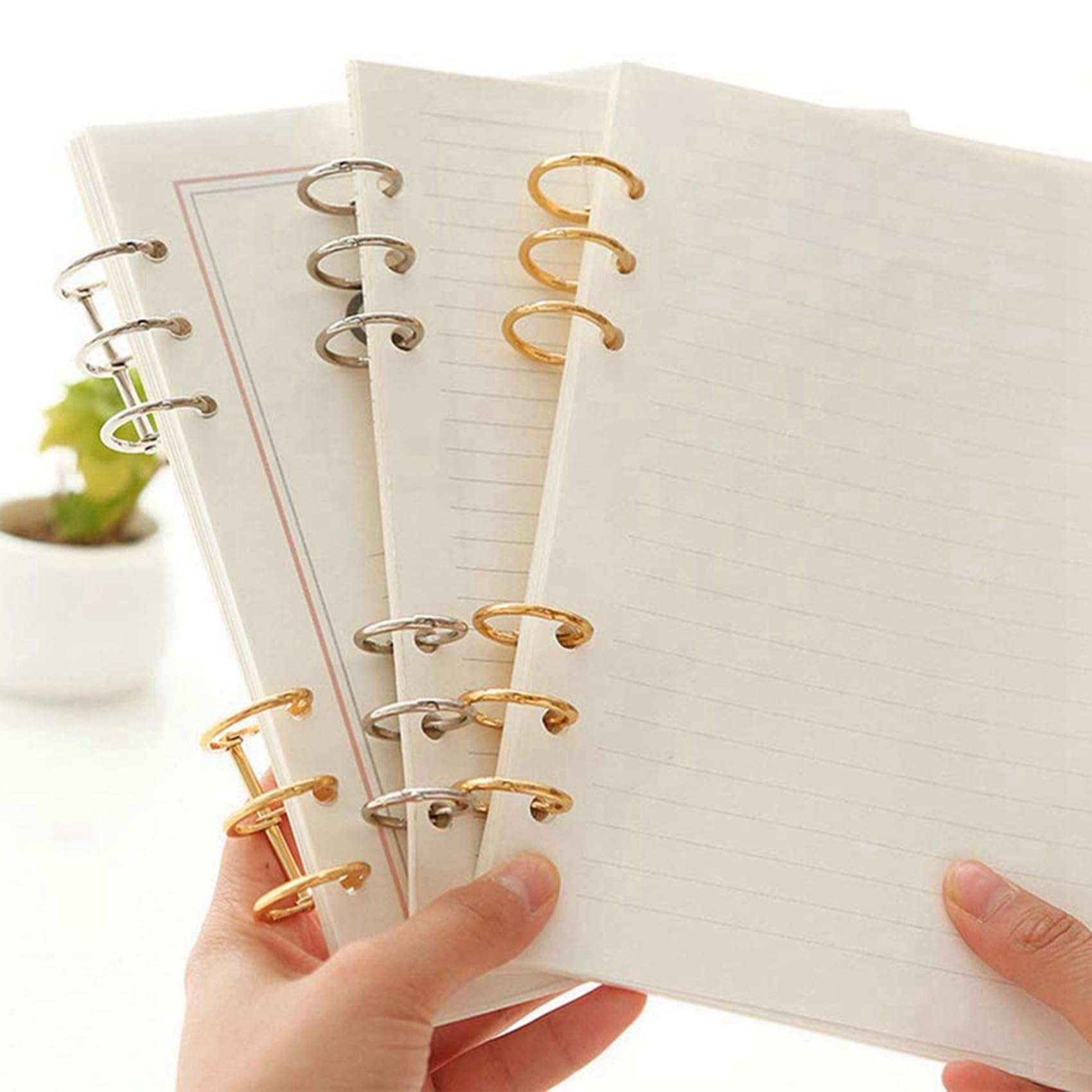 100 Pezzi 3 Anelli In Libro Anelli Raccoglitori Foglia Libri Ufficio Anelli A Scatto Diviso Incernierato con 20 mm di Diametro Interno Anelli Libro In