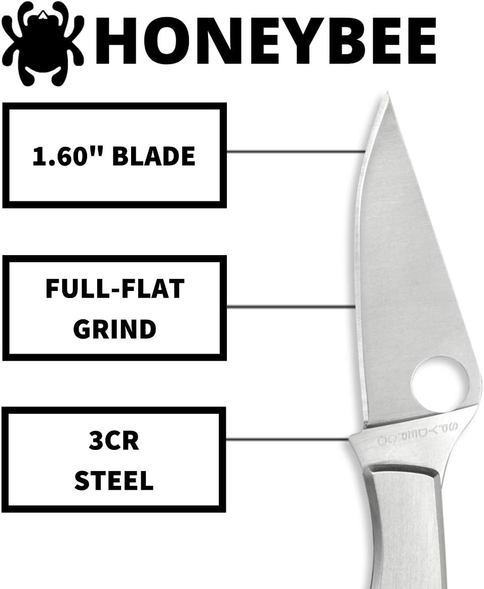 Spyderco Honeybee Non-Locking Knife with 1.60" 3CR Steel Blade and Durable Stainless Steel Handle - PlainEdge - C137P