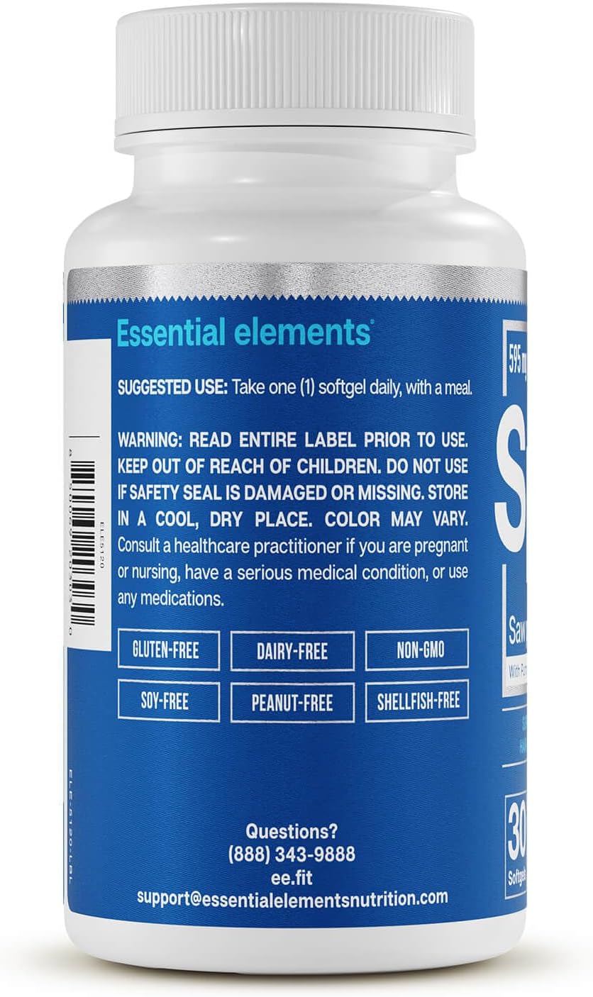 Essential Elements Saw Palmetto Plus - Promotes Bladder & Urinary Health - Prostate Support Supplement for Men with Pumpkin & Cranberry Seed Oil - 30 Count - 30 Servings