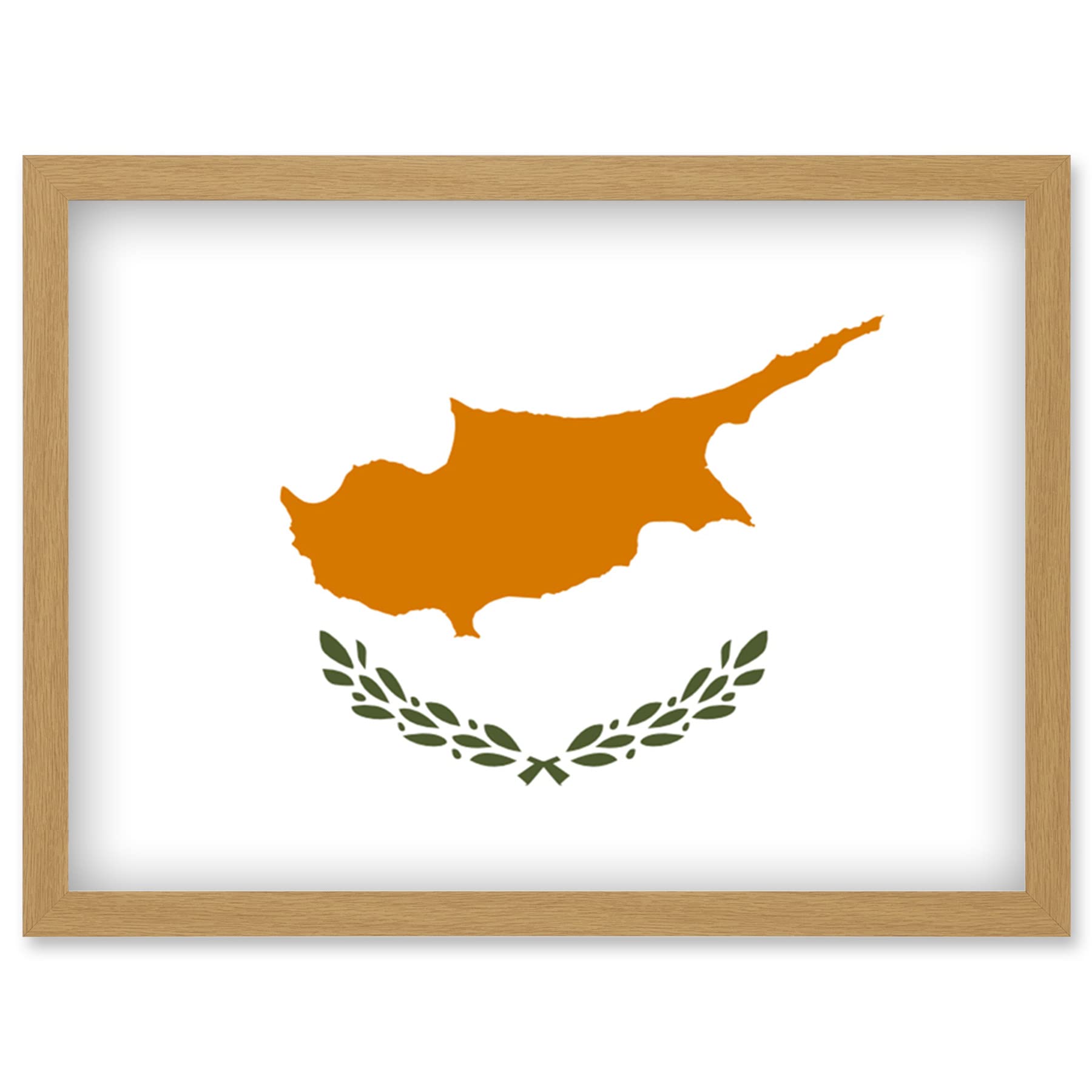 Artery8 Cyprus National Flag Patriotic Vexillology World Flags Country Region Poster Artwork Framed Wall Art Print A4