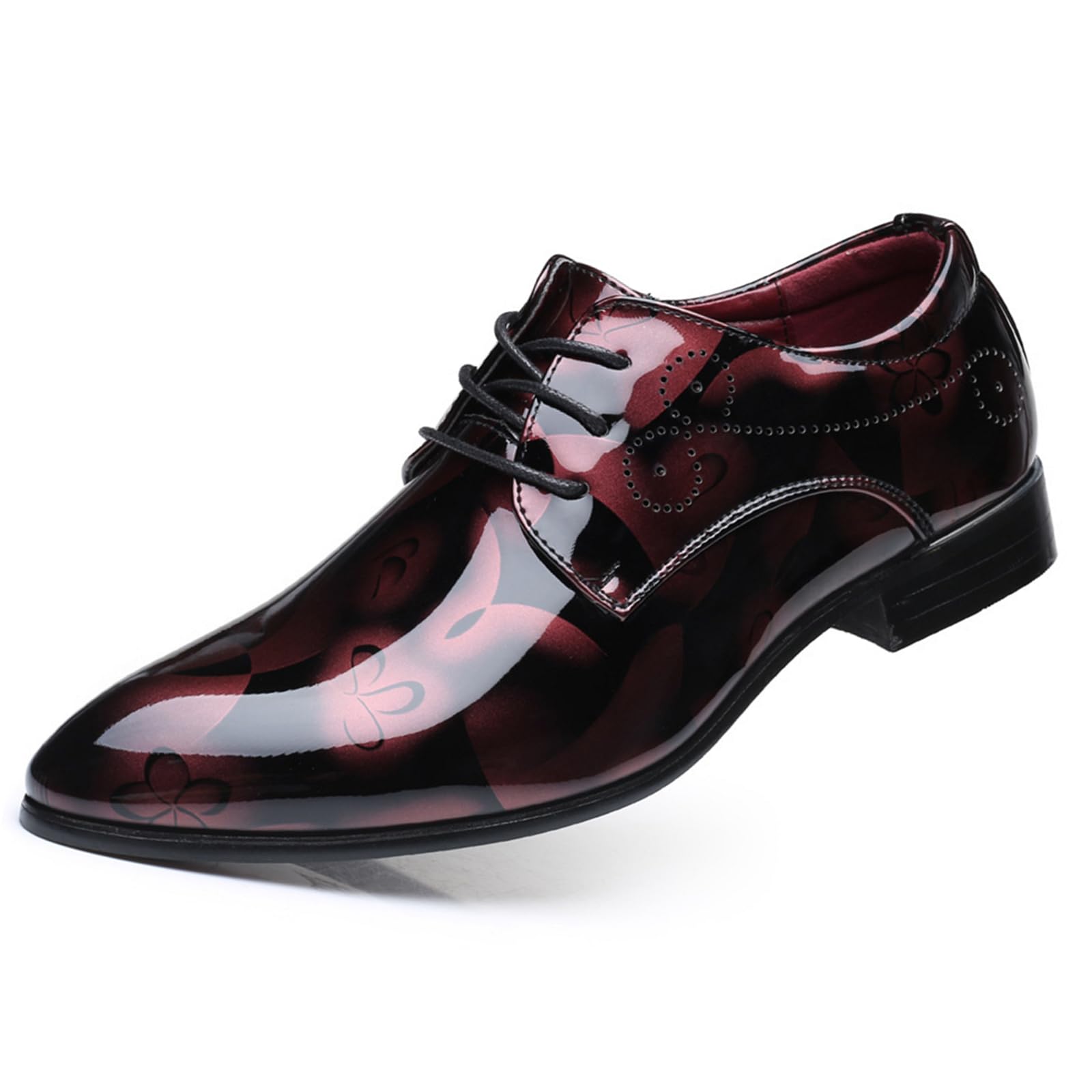 Mens Tuxedo Oxford Shoes Pointed-Toe Lace-up Patent Leather Formal Shoes Fashion Prom Wedding Dress Shoes for Men