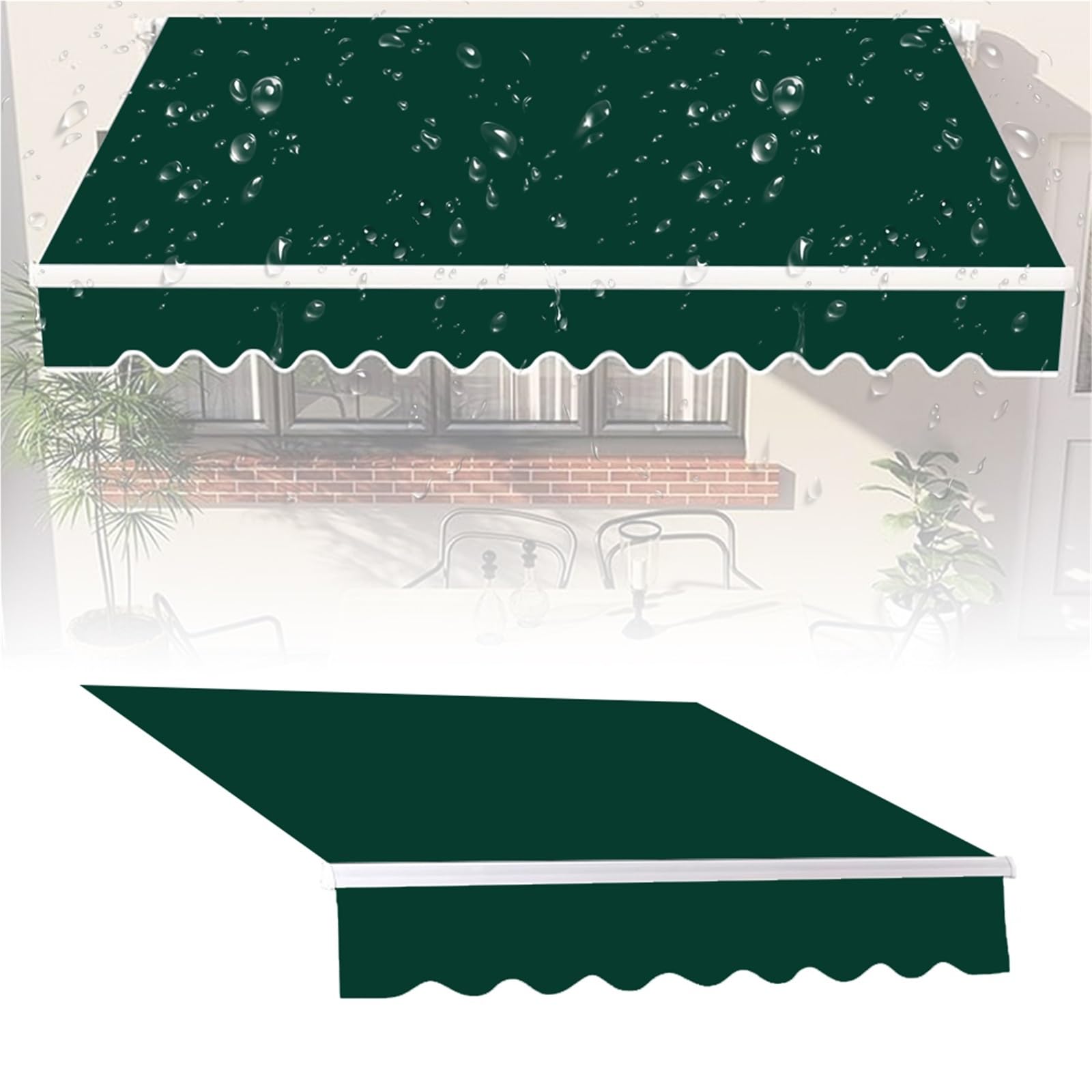 Tettoia retrattile per esterni, patio, negozio, ristorante, bar, balcone, verde, 30 x 2,5 m, copertura resistente alle intemperie per protezione istantanea e protezione