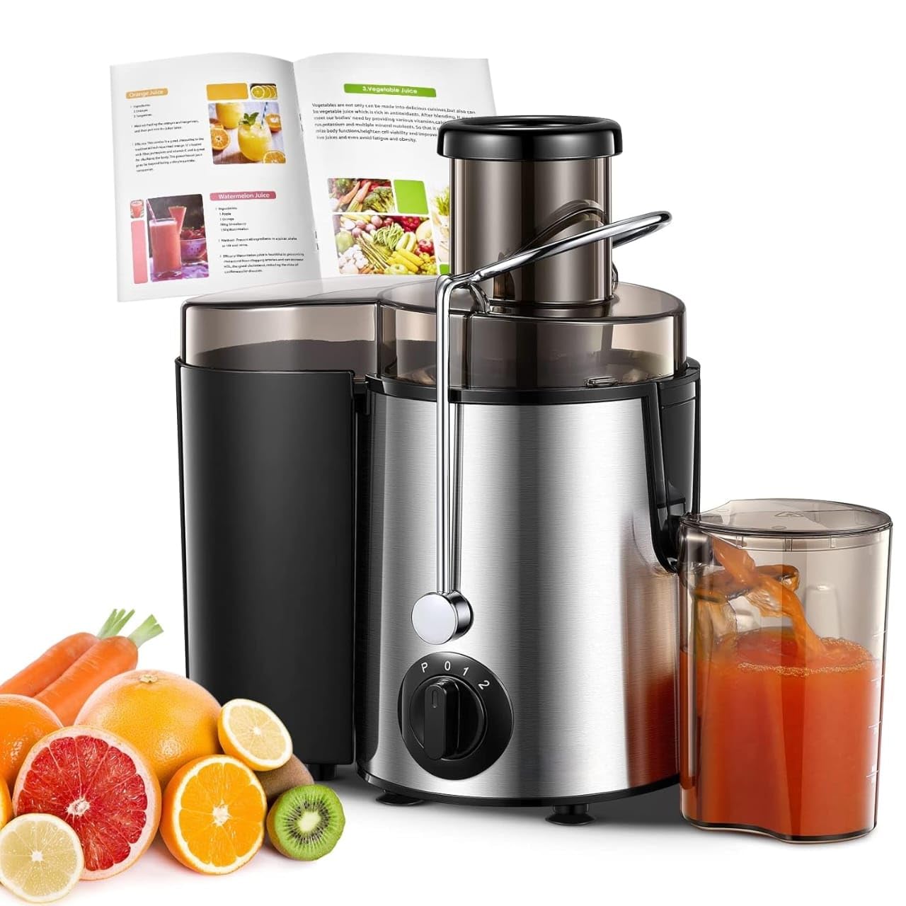 Drumil 400W Max Power Juicer Machine – 3-Speed Juice Extractor for Fruits & Veggies, Wide Mouth, BPA-Free, Easy to Clean, Anti-Drip, 400W Motor Base, Compact Stainless Steel Juicing Machine-image-40